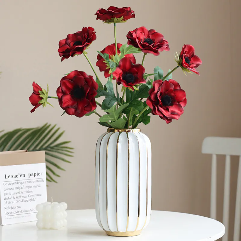 3-Head Home Decor Faux Anemone Flower Ornament