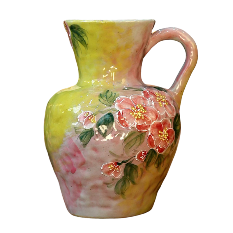 Antique Single Handle Peach Blossom Underglaze Table Decorative Vase