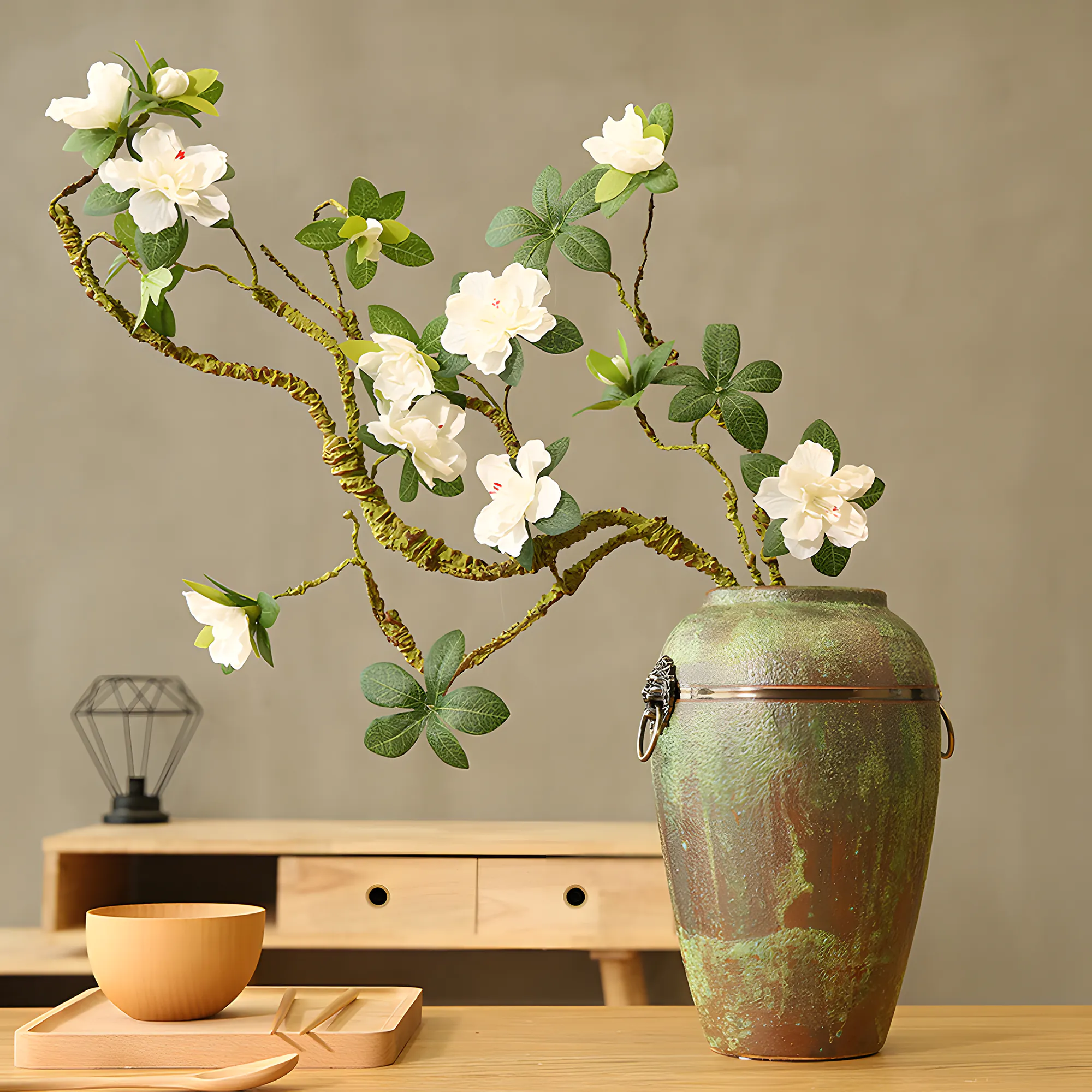 Artificial Azalea Branches Chinese Zen Style Faux Home Decor Flower