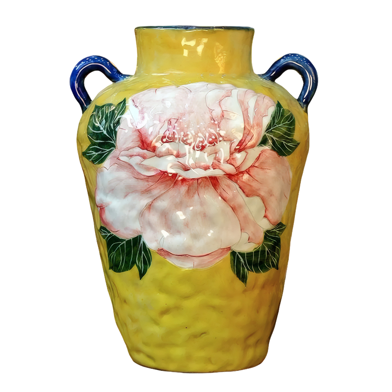 Artistic Handcrafted Underglaze Peony Flower Hydroponic Ceramic Vase