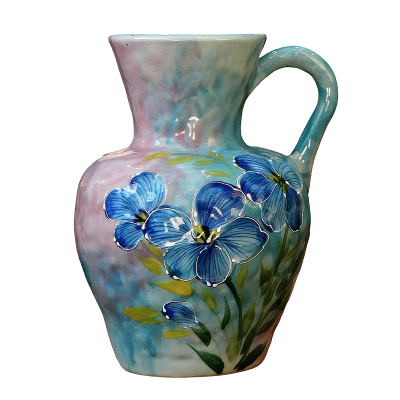 Artistic Handmade Single-Handle Iris Ceramic Aqua Culture Flower Vase