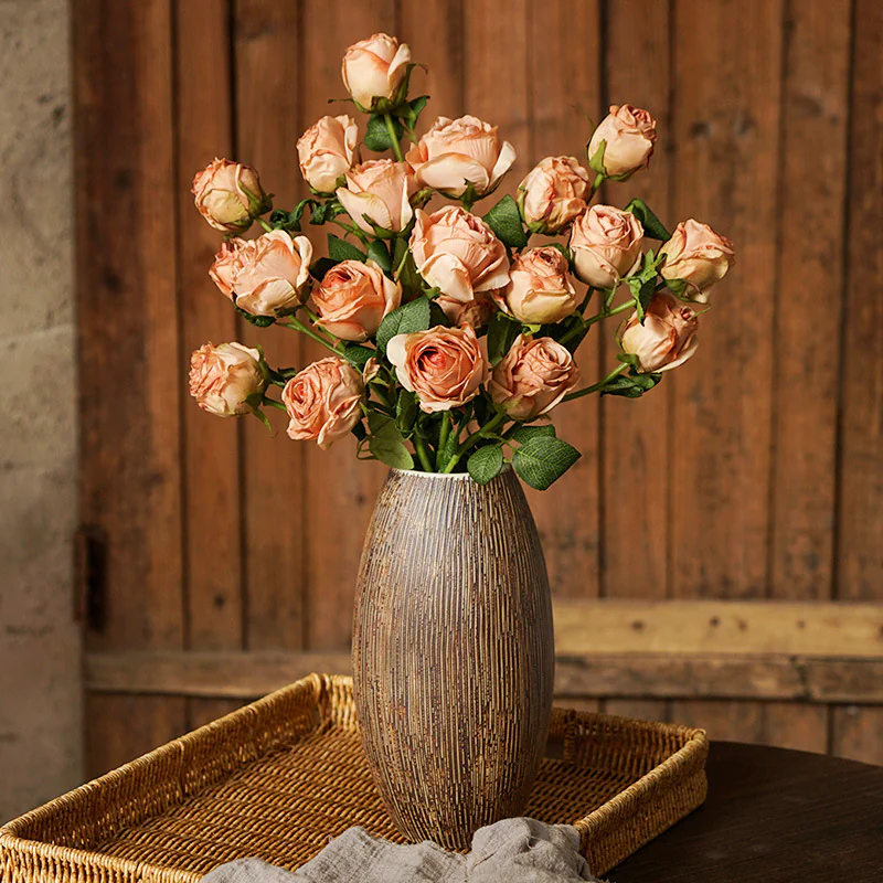 Beautiful Faux Rose Flower Living Room Dining Table Vase Decor