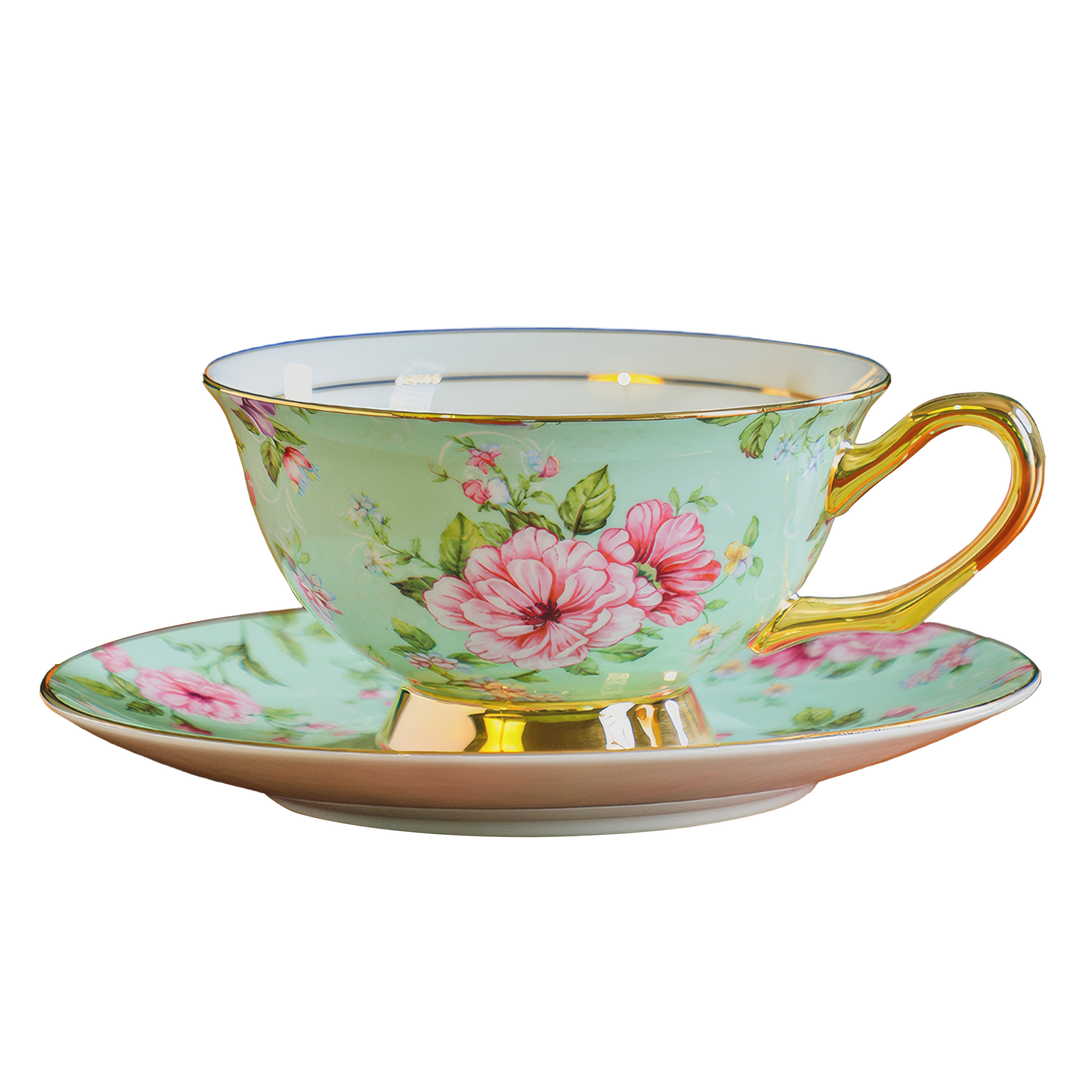 Cottagecore Floral Bone China Coffee Tea Cup Porcelain Set