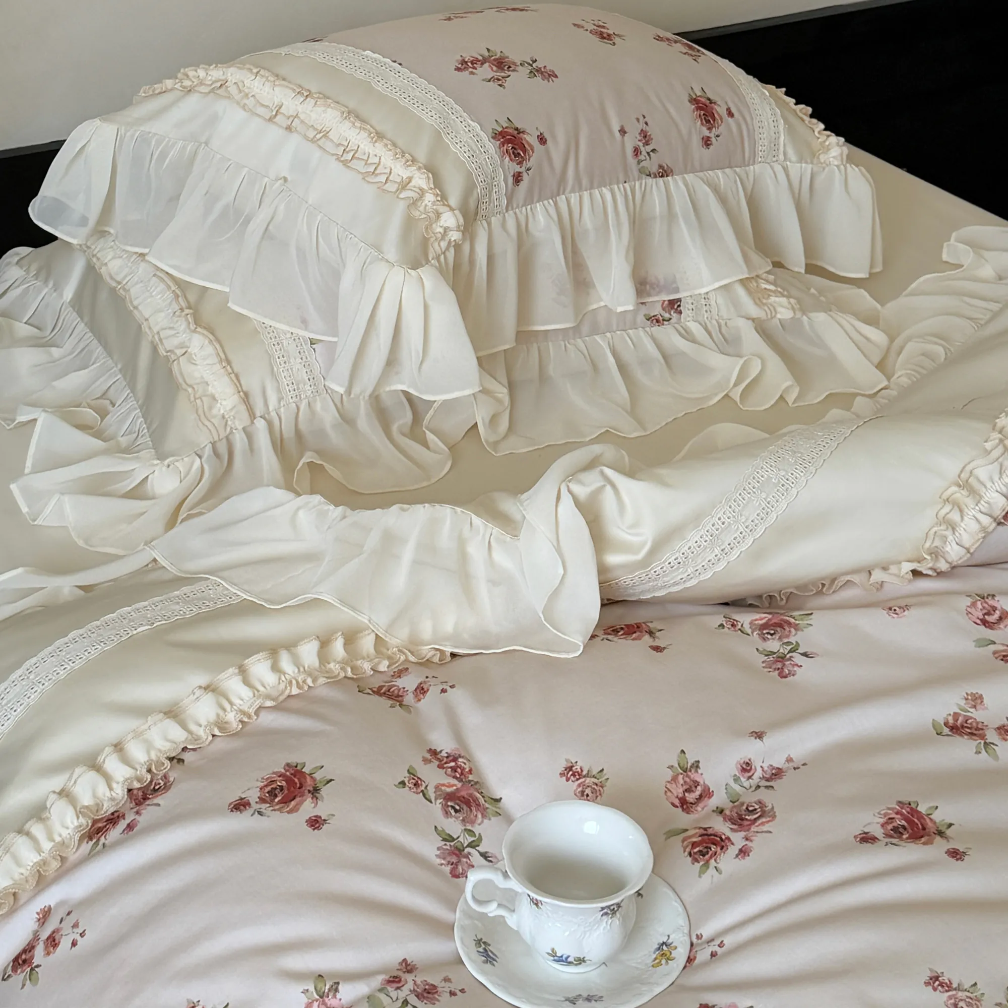 Cottagecore Soft Floral Print 100s Long-Staple Cotton Duvet Cover 4 Pcs Set08 Cottagecore Soft Floral Print 100s Long Staple Cotton Duvet Cover 4 Pcs Set08