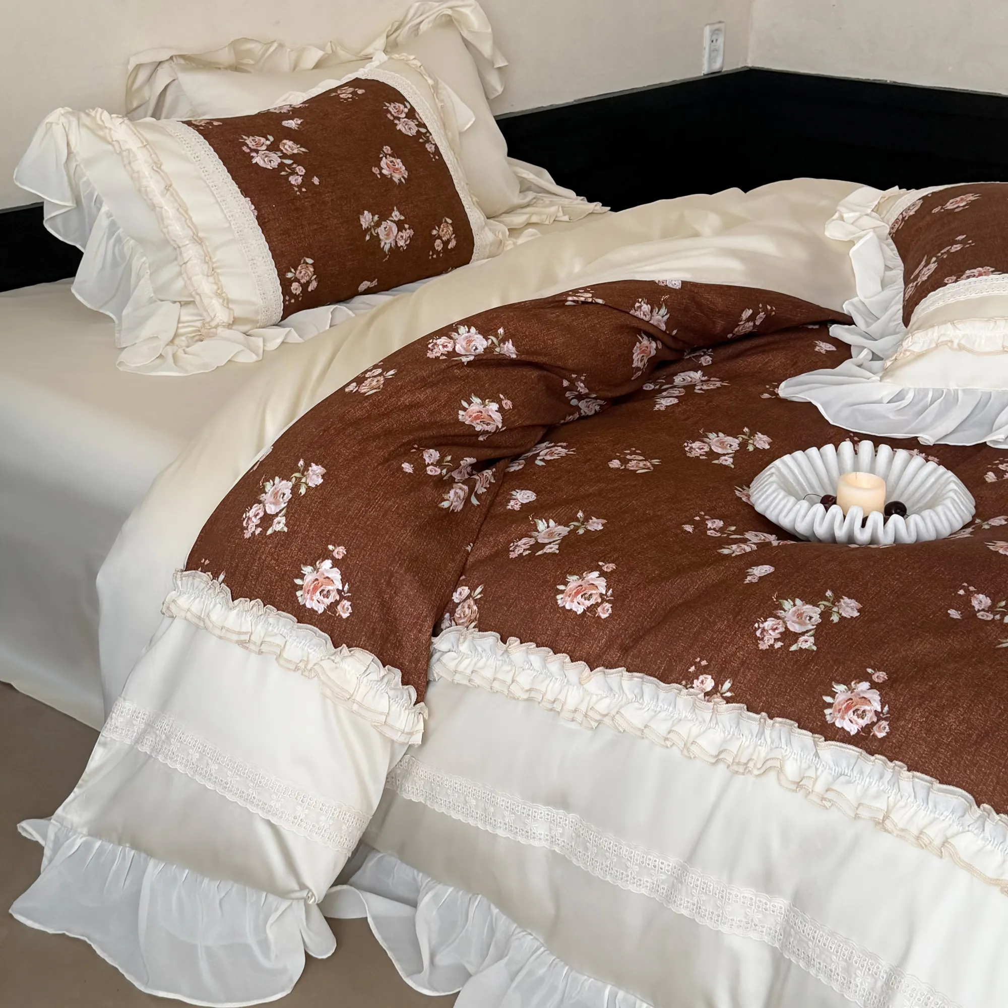 Cottagecore Soft Floral Print 100s Long-Staple Cotton Duvet Cover 4 Pcs Set09 Cottagecore Soft Floral Print 100s Long Staple Cotton Duvet Cover 4 Pcs Set09