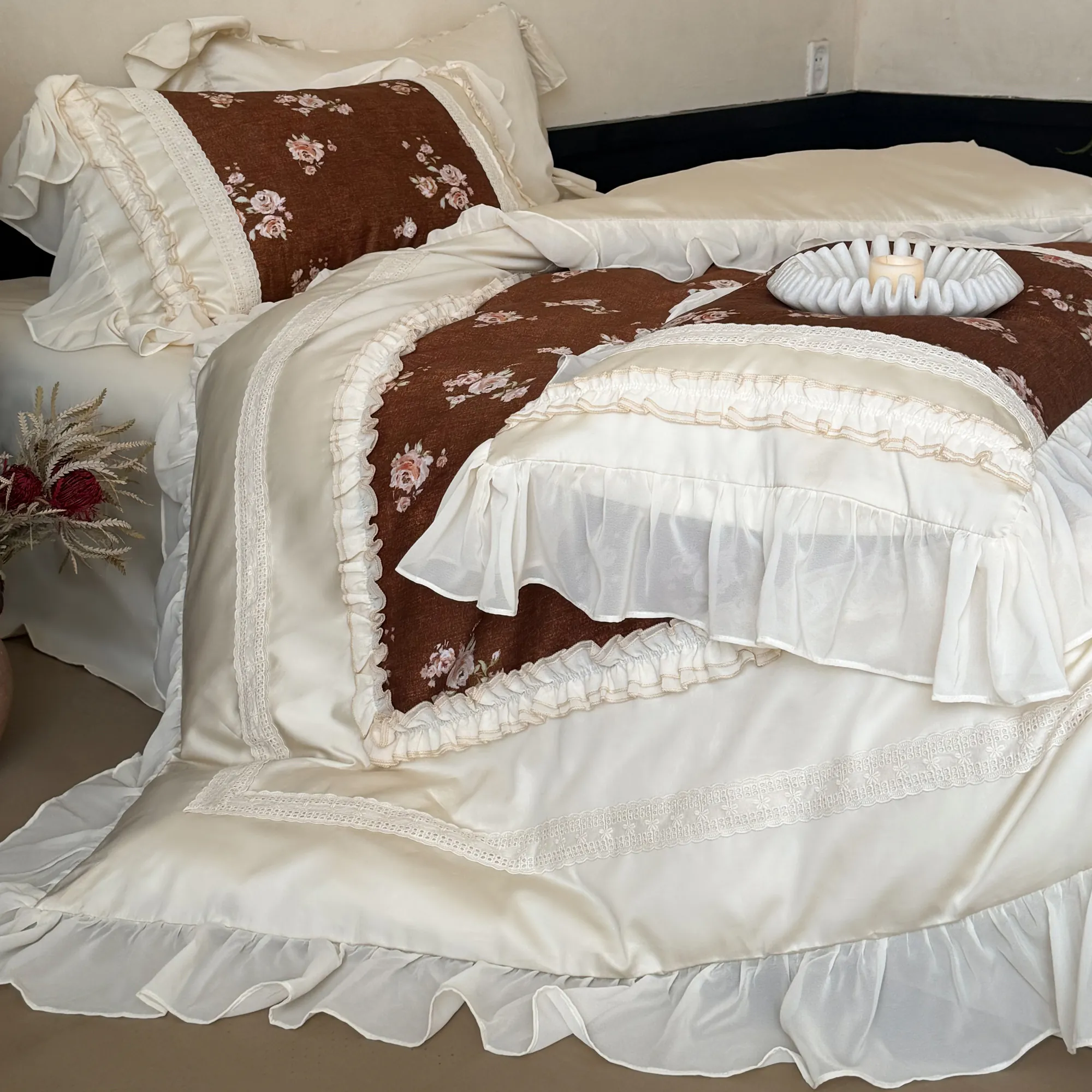 Cottagecore Soft Floral Print 100s Long-Staple Cotton Duvet Cover 4 Pcs Set10 Cottagecore Soft Floral Print 100s Long Staple Cotton Duvet Cover 4 Pcs Set10