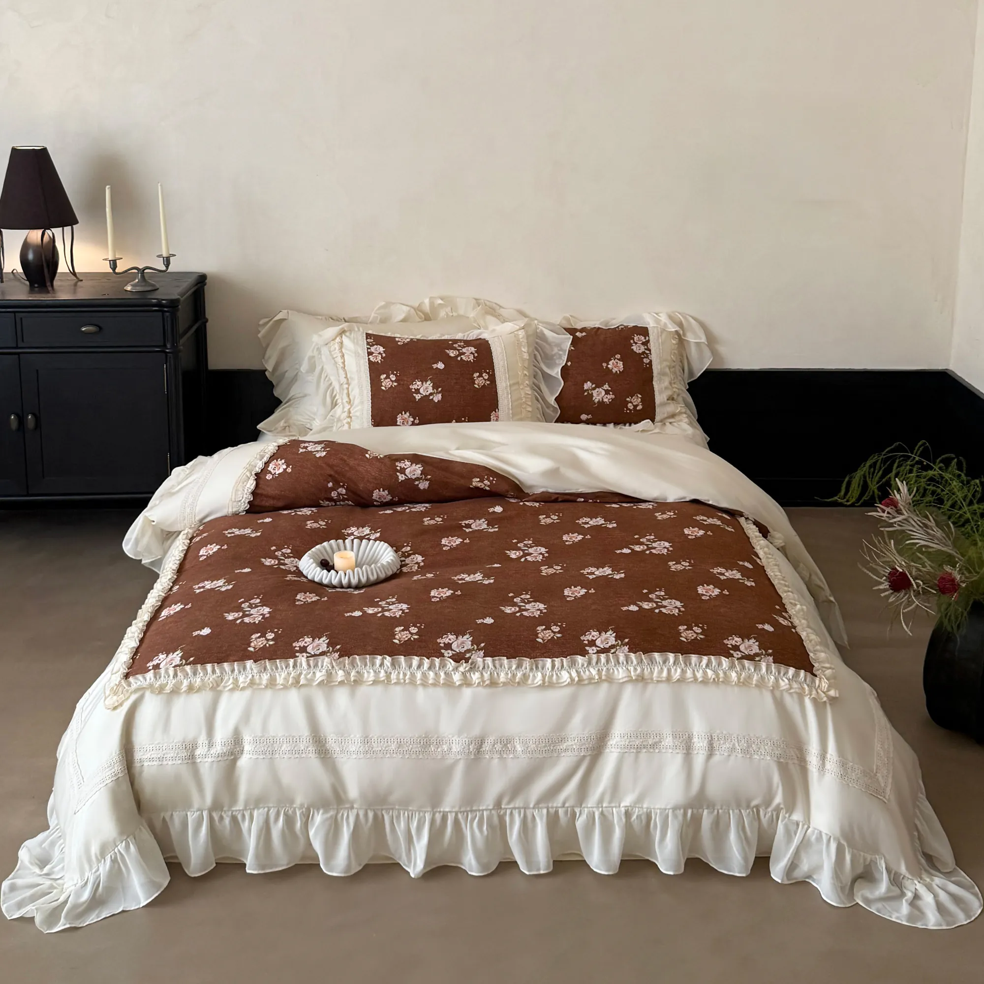Cottagecore Soft Floral Print 100s Long-Staple Cotton Duvet Cover 4 Pcs Set11 Cottagecore Soft Floral Print 100s Long Staple Cotton Duvet Cover 4 Pcs Set11