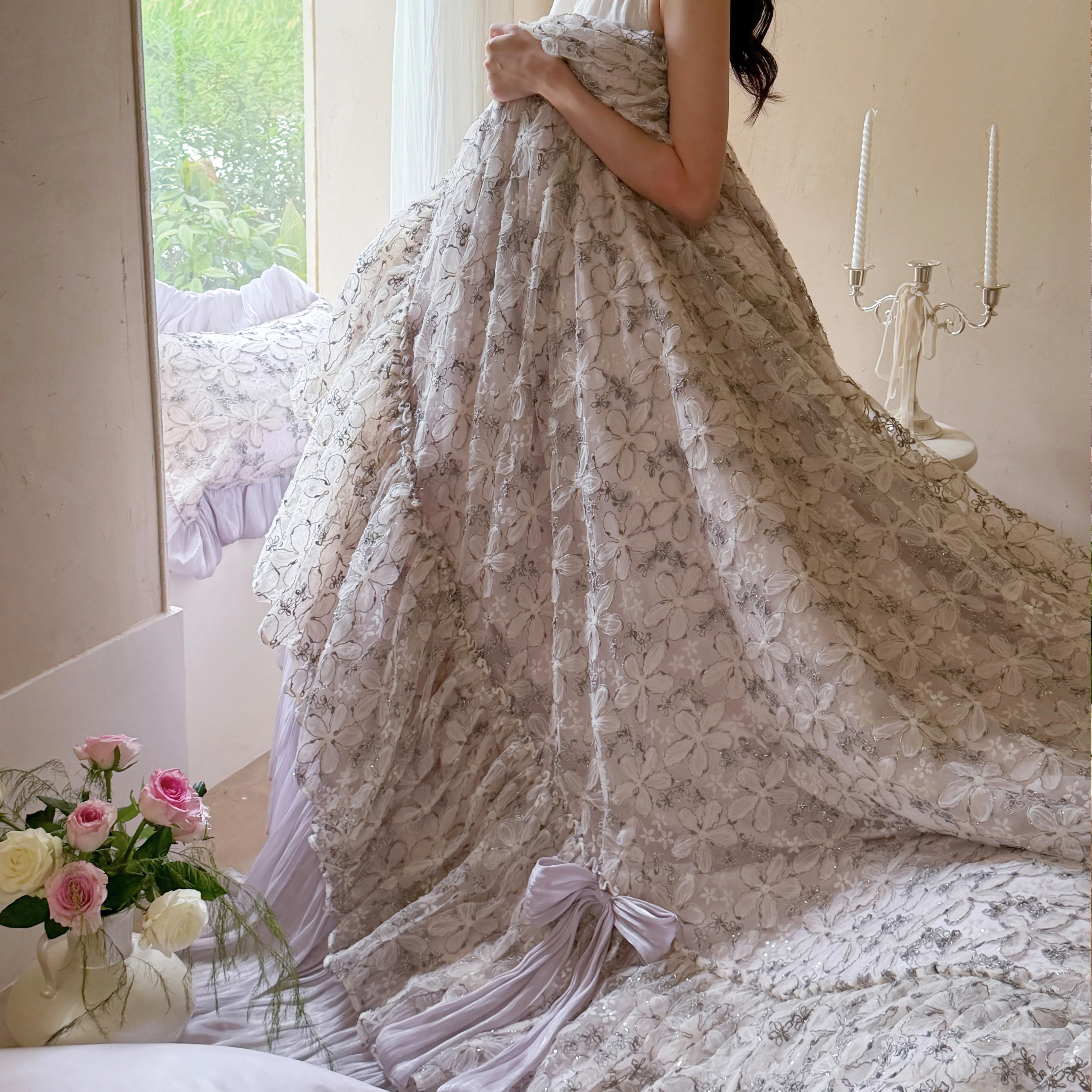 Dreamy Couture 3D Flower Tiered Lace Ruffle Cotton Bedding 4 Pcs Set18 Dreamy Couture 3D Flower Tiered Lace Ruffle Cotton Bedding 4 Pcs Set18