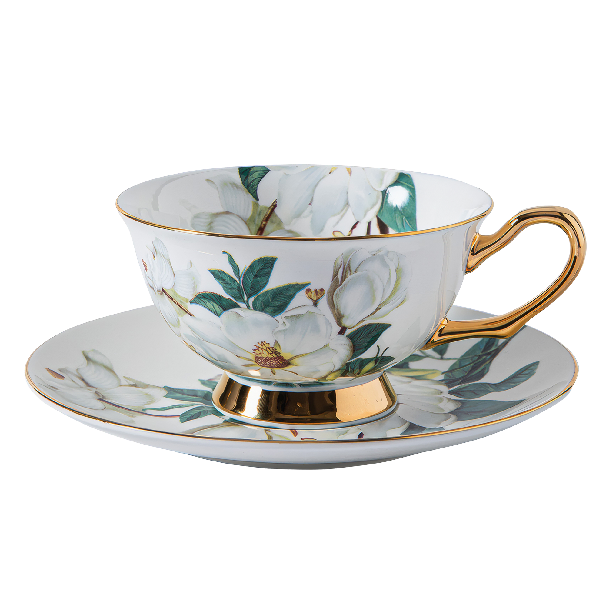 Elegant Camellia Porcelain Cup Saucer Set Floral Afternoon Tea Coffee Gift