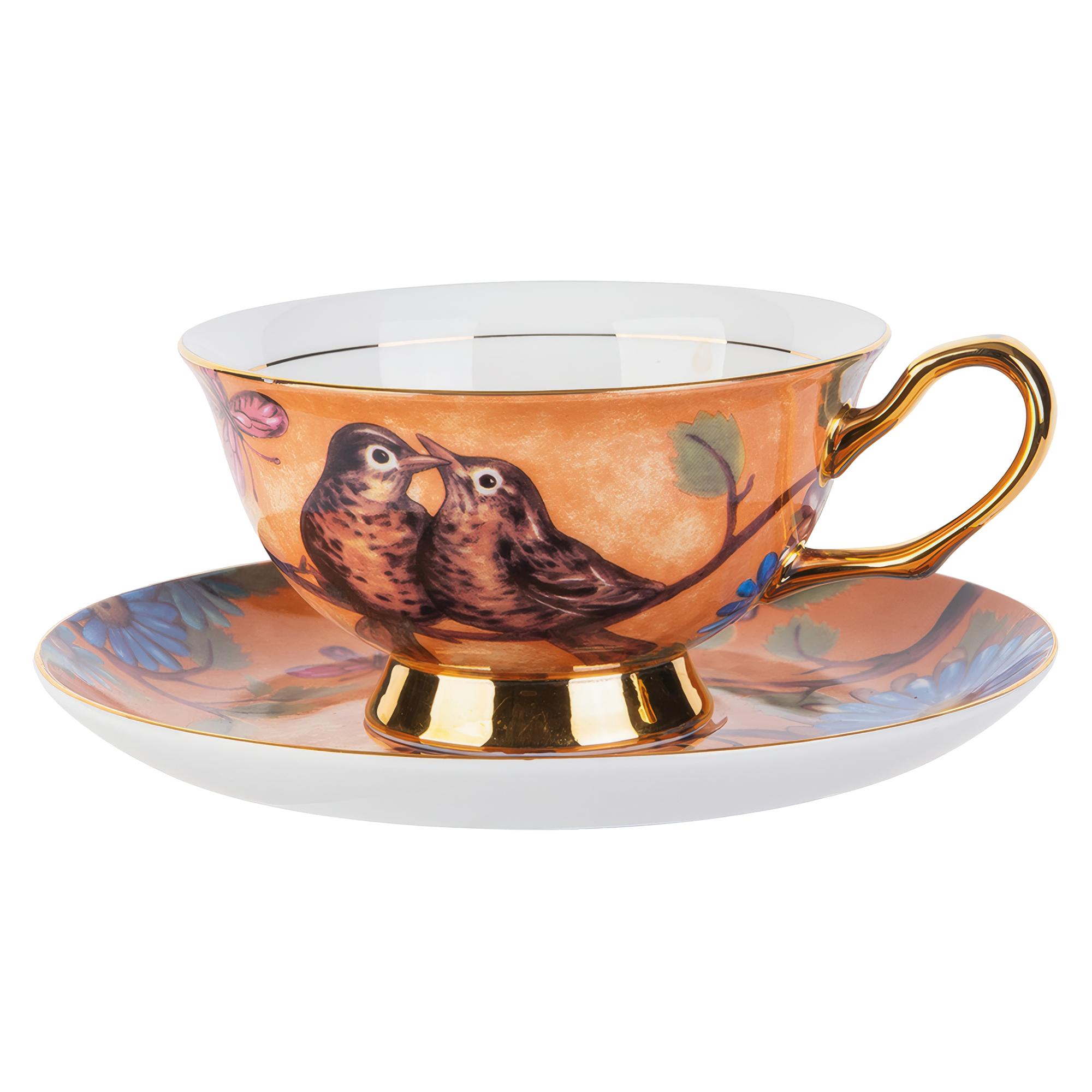 Elegant European Bone China Coffee Cup Saucer Set Housewarming Gift
