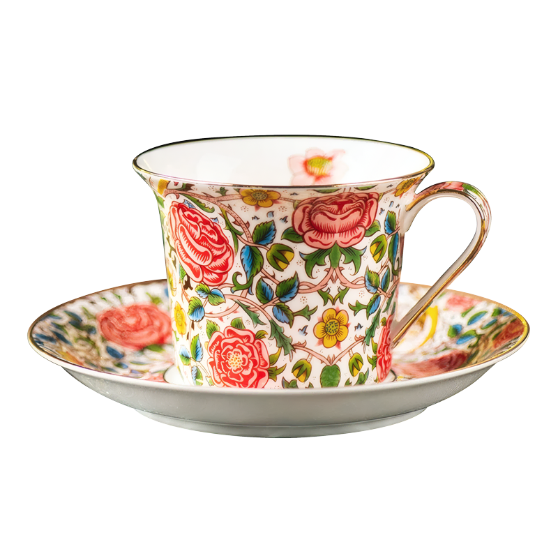 Elegant Rose Floral Ceramic Afternoon Tea Coffee Cup Saucer Set Gift
