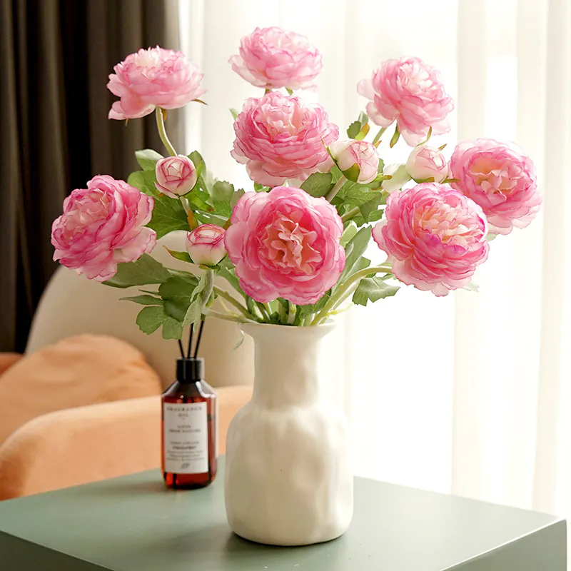 Faux Peony Artificial Flowers Home Office Dining Table Decor