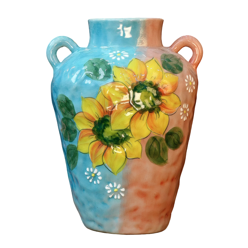 Hand-Painted Sunflower Underglaze Flower Arrangement Pot Ceramic Vase