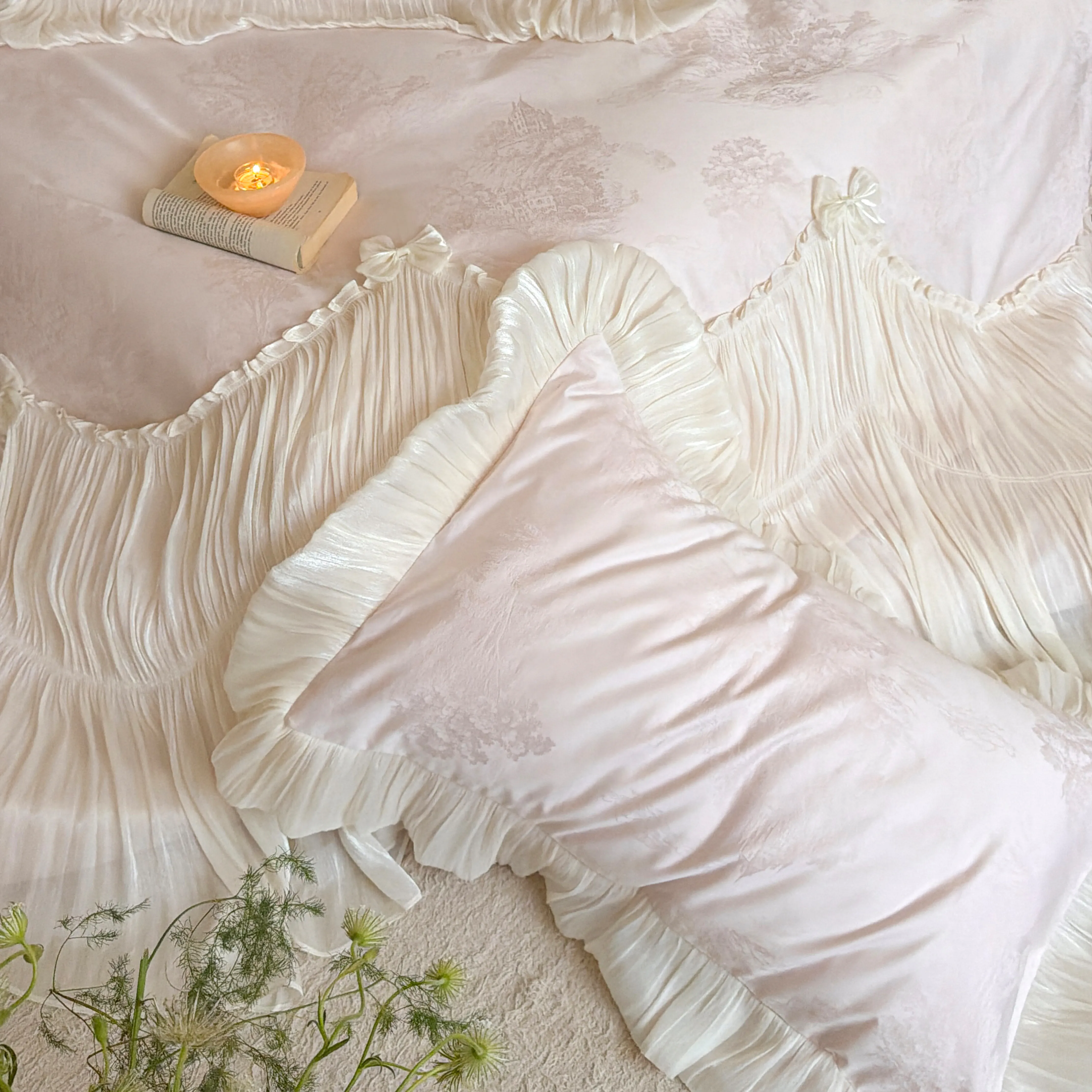 Luxurious Vintage 100s Double-Ply Long-Staple Cotton Ruffled Bedding Set07 Luxurious Vintage 100s Double Ply Long Staple Cotton Ruffled Bedding Set07