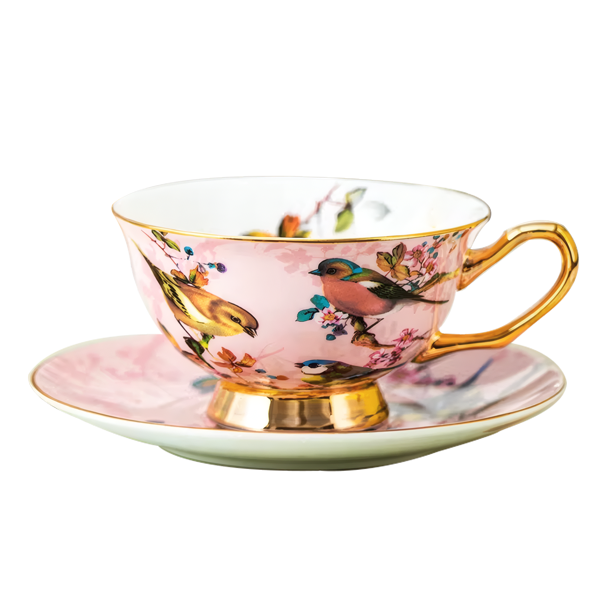 Pink Bone China Afternoon Tea Coffee Cup Saucer Set Wedding Gift