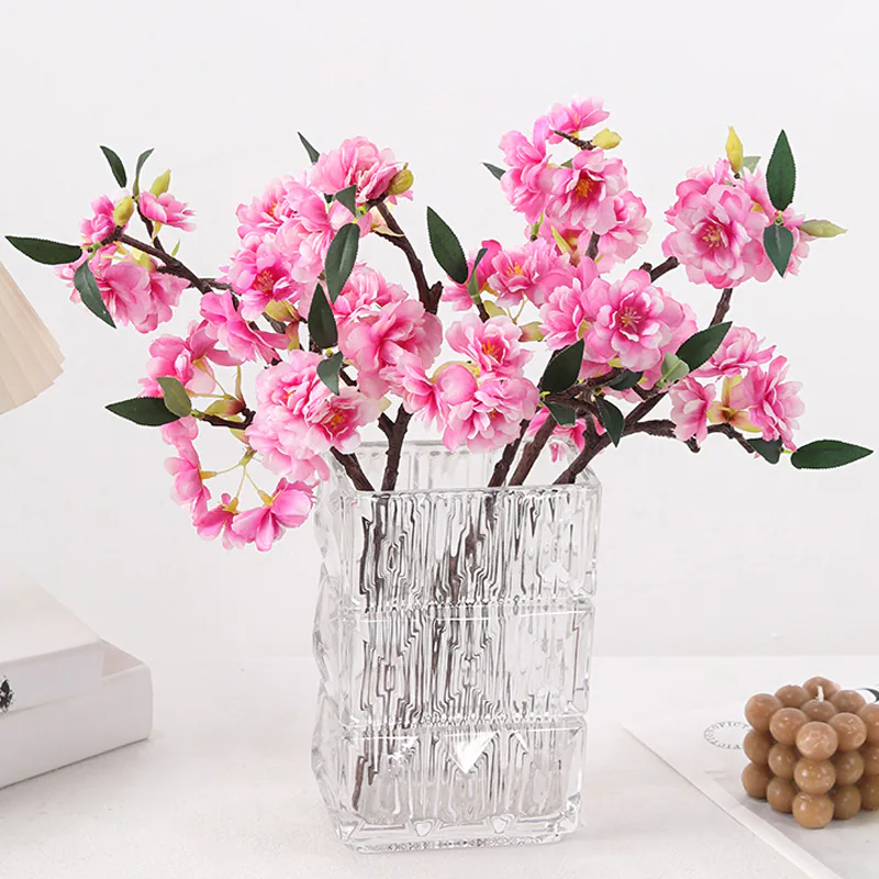 Plastic Fake Cherry Blossom Stem Vines Floral Arrangement