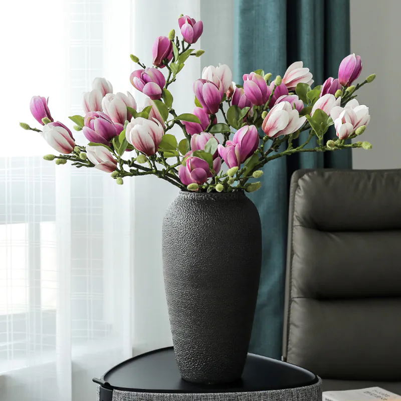 Realistic PU Magnolia Bud Flowers Floral Arrangement Home Decor