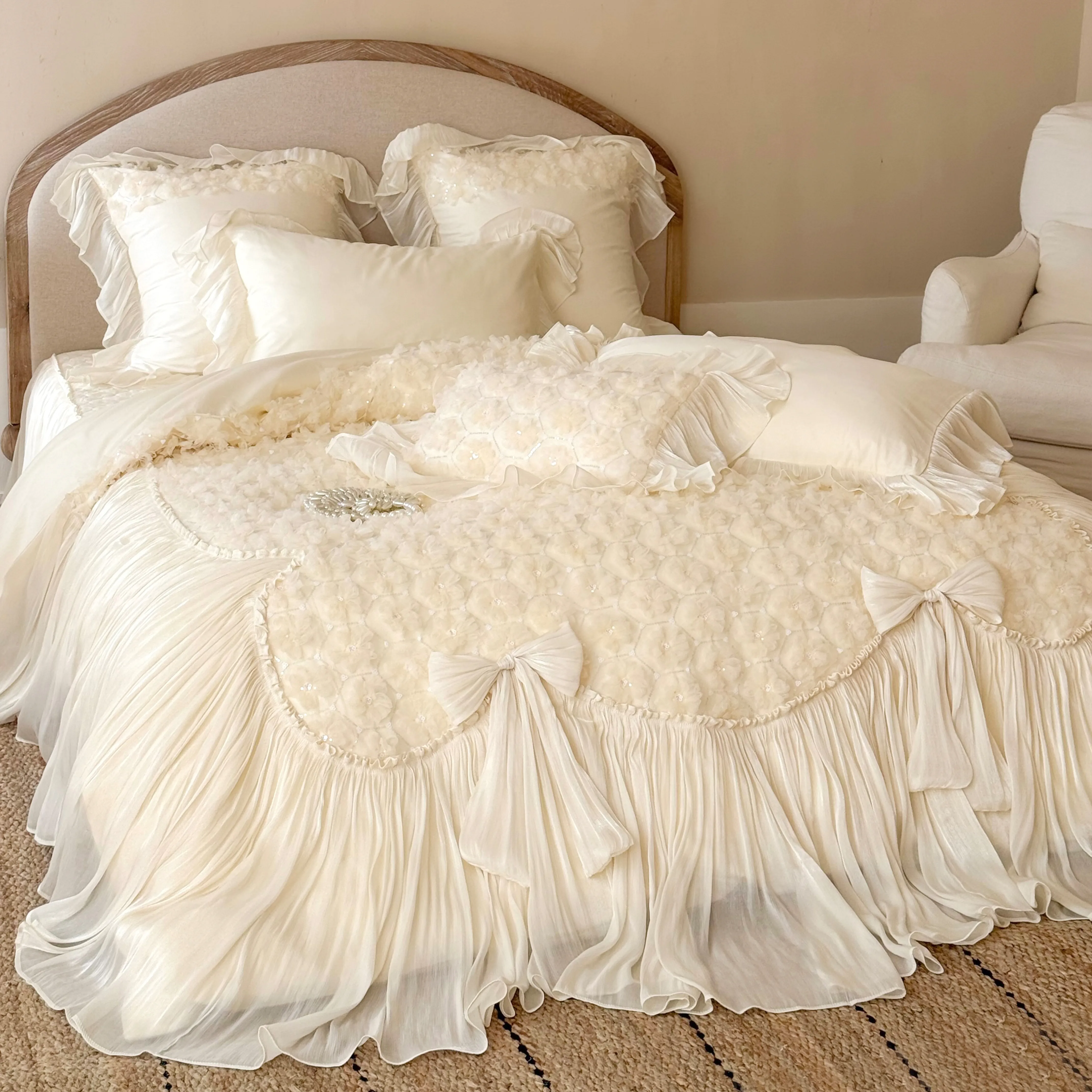 Romantic Princess Style 3D Rose Floral 100S Long Staple Cotton Bedding Set02