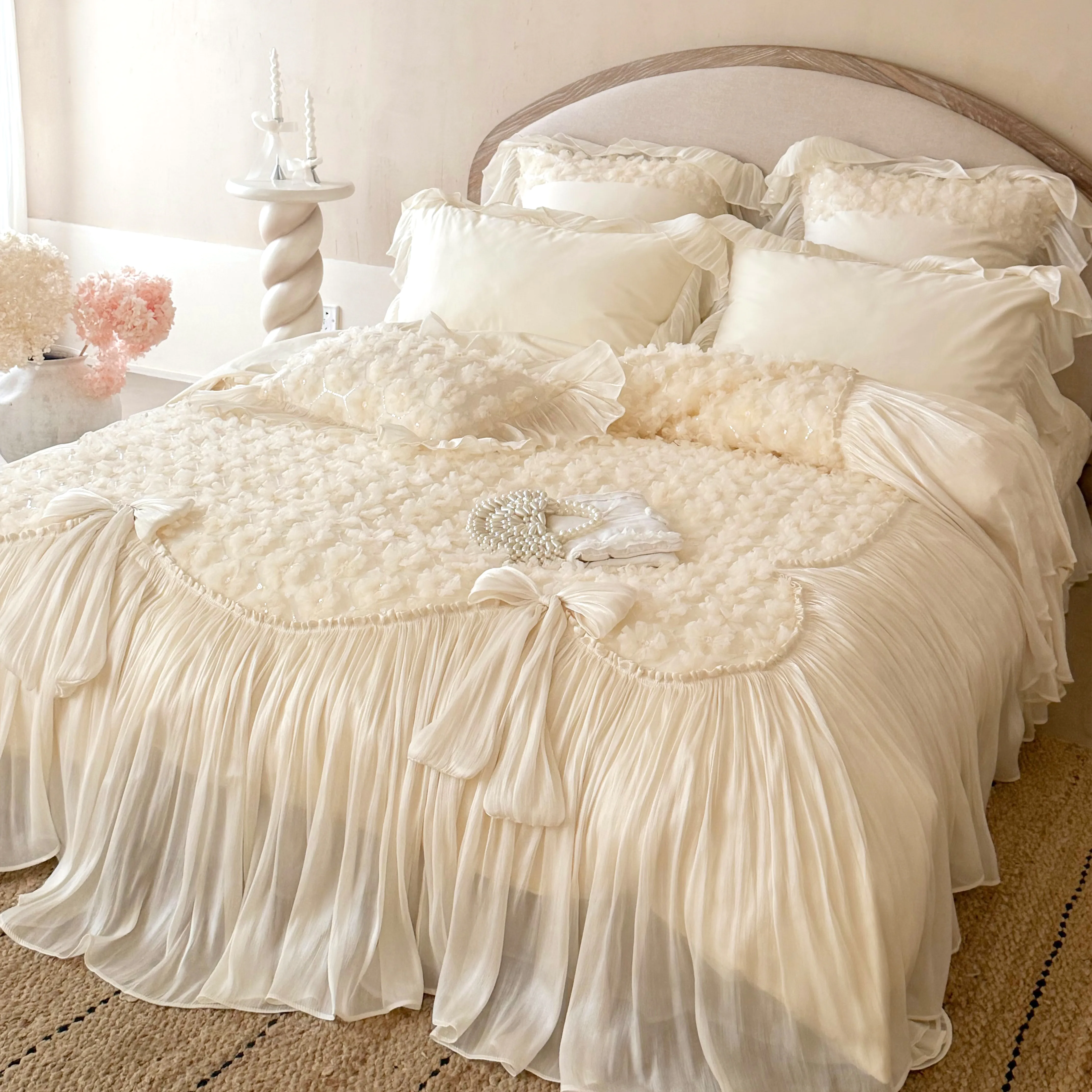 Romantic Princess Style 3D Rose Floral 100S Long-Staple Cotton Bedding Set03 Romantic Princess Style 3D Rose Floral 100S Long Staple Cotton Bedding Set03
