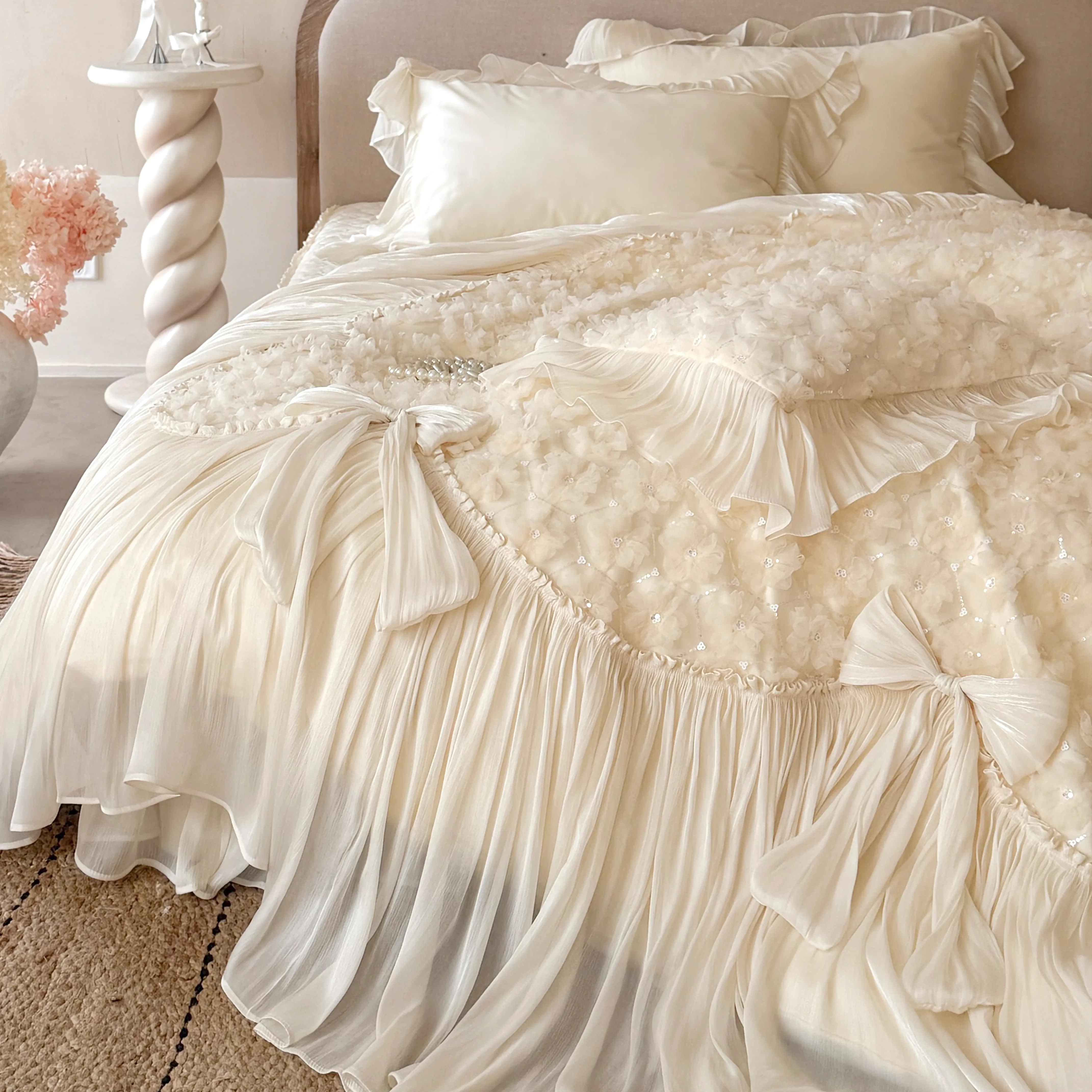 Romantic Princess Style 3D Rose Floral 100S Long-Staple Cotton Bedding Set04 Romantic Princess Style 3D Rose Floral 100S Long Staple Cotton Bedding Set04