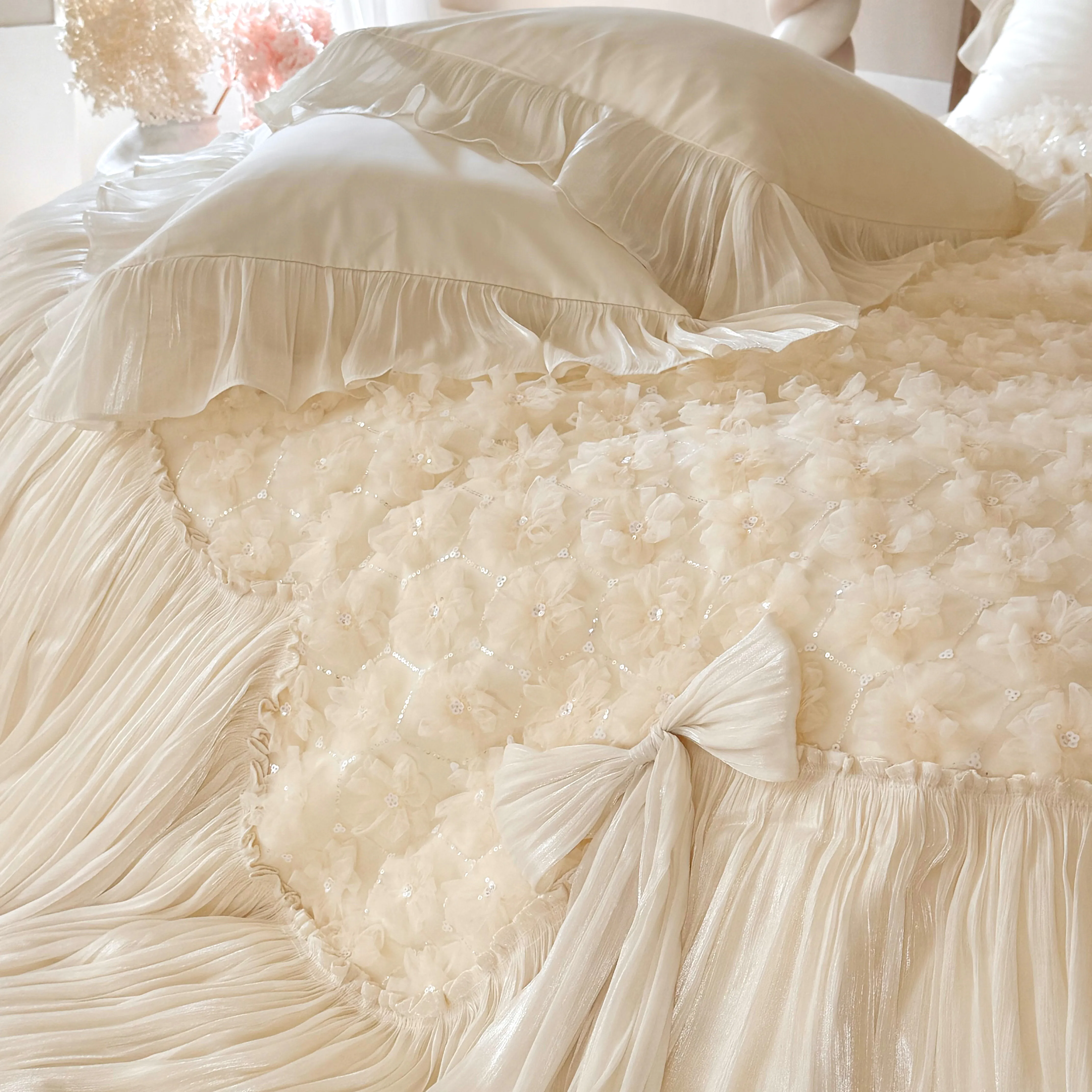 Romantic Princess Style 3D Rose Floral 100S Long-Staple Cotton Bedding Set07 Romantic Princess Style 3D Rose Floral 100S Long Staple Cotton Bedding Set07