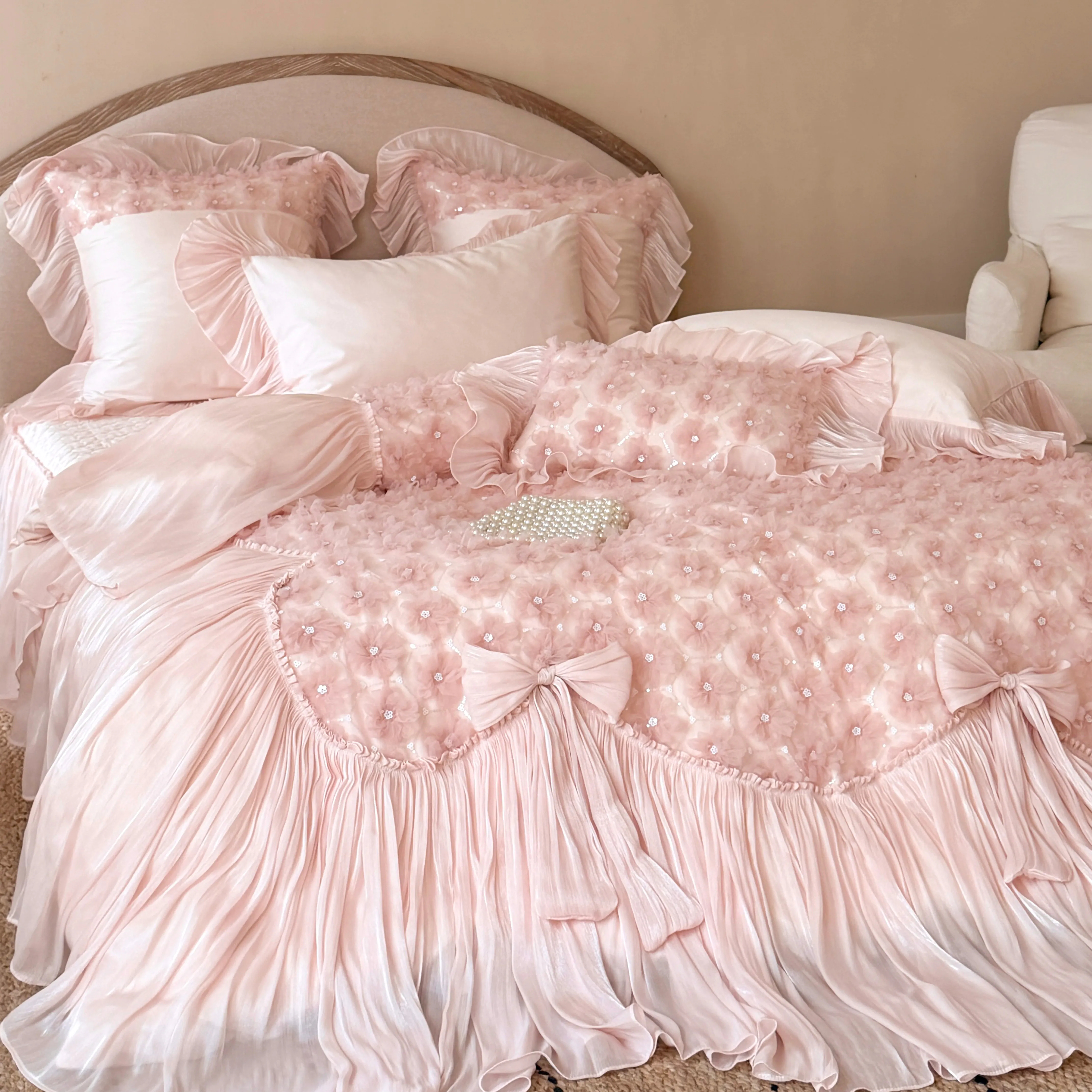 Romantic Princess Style 3D Rose Floral 100S Long-Staple Cotton Bedding Set09 Romantic Princess Style 3D Rose Floral 100S Long Staple Cotton Bedding Set09