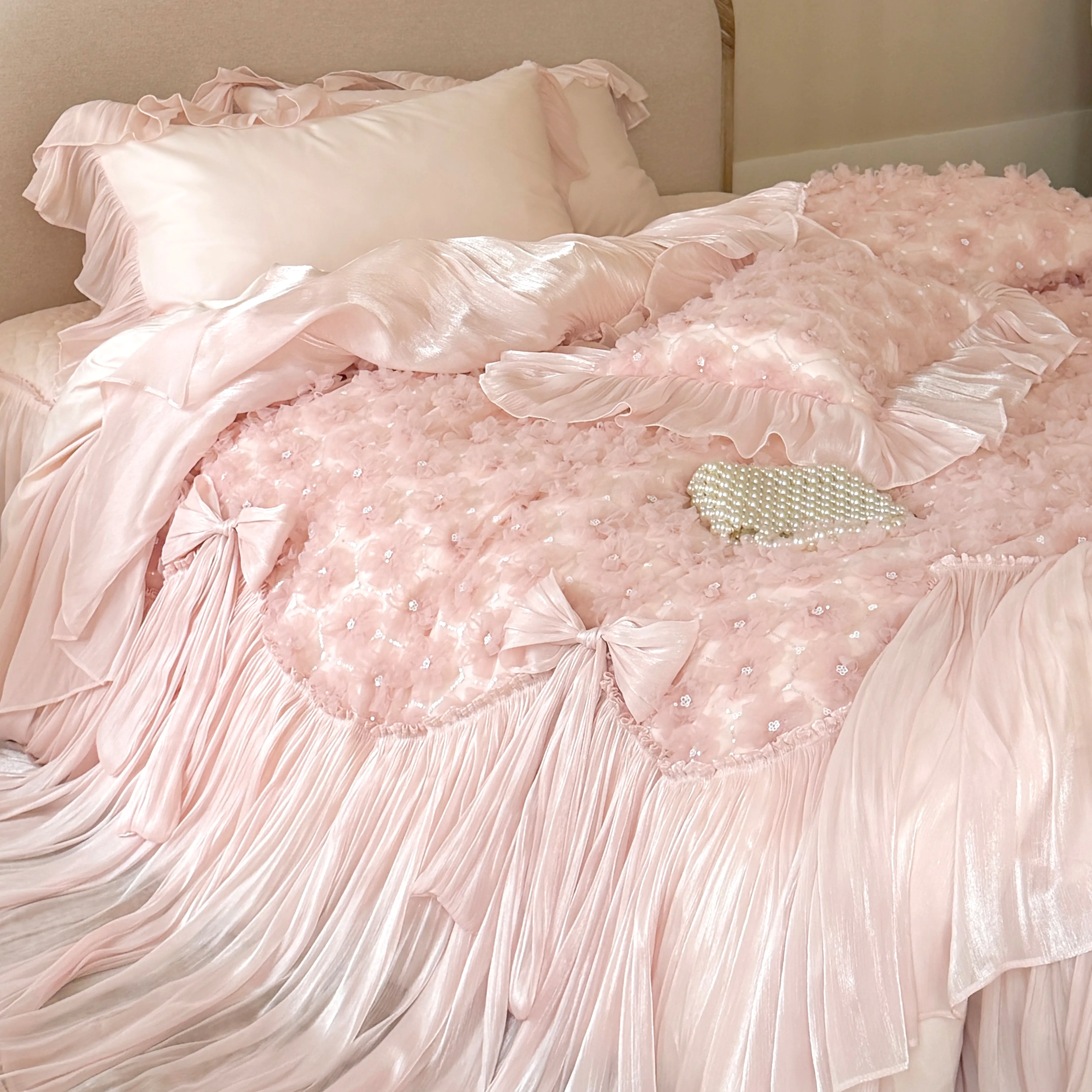 Romantic Princess Style 3D Rose Floral 100S Long-Staple Cotton Bedding Set12 Romantic Princess Style 3D Rose Floral 100S Long Staple Cotton Bedding Set12