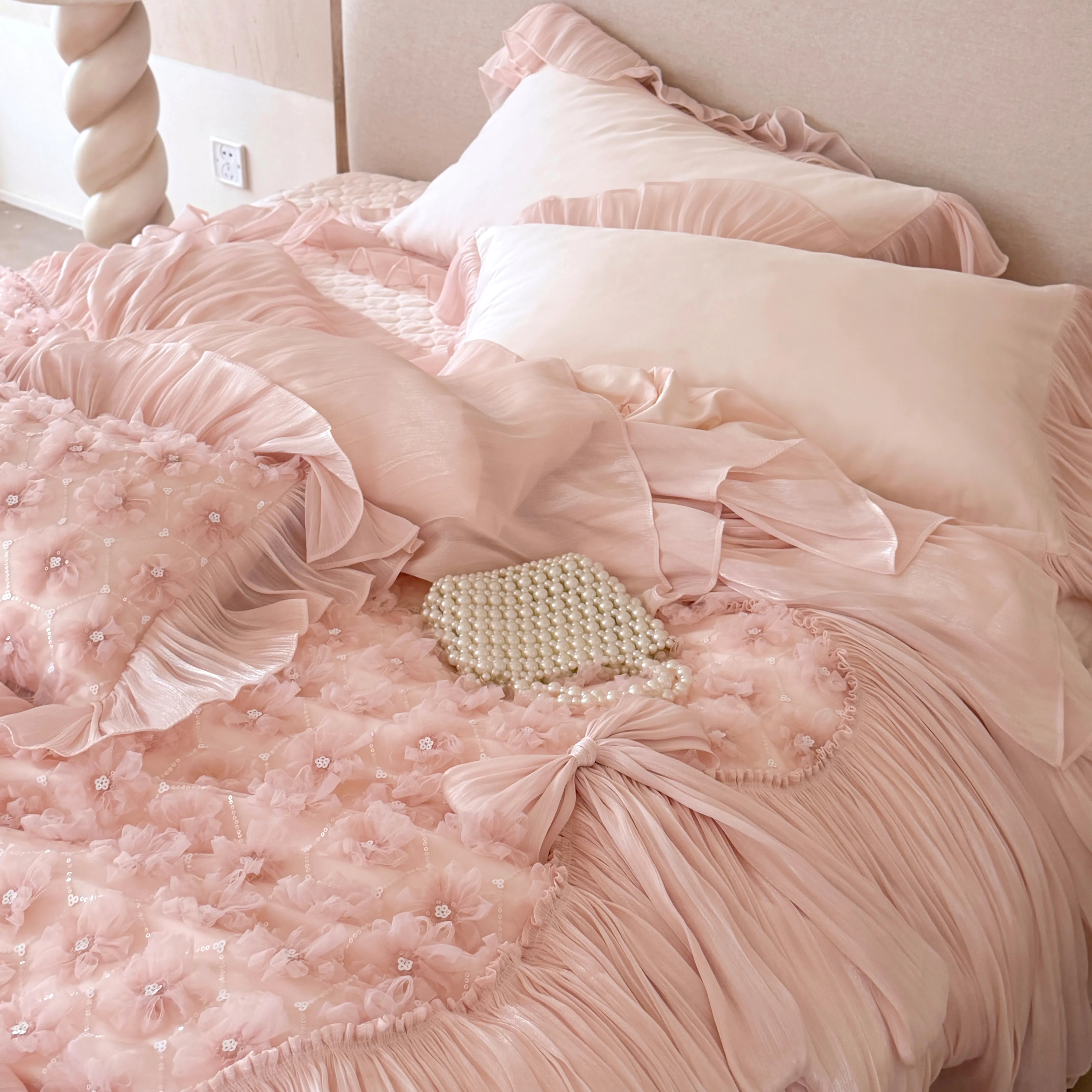 Romantic Princess Style 3D Rose Floral 100S Long-Staple Cotton Bedding Set13 Romantic Princess Style 3D Rose Floral 100S Long Staple Cotton Bedding Set13
