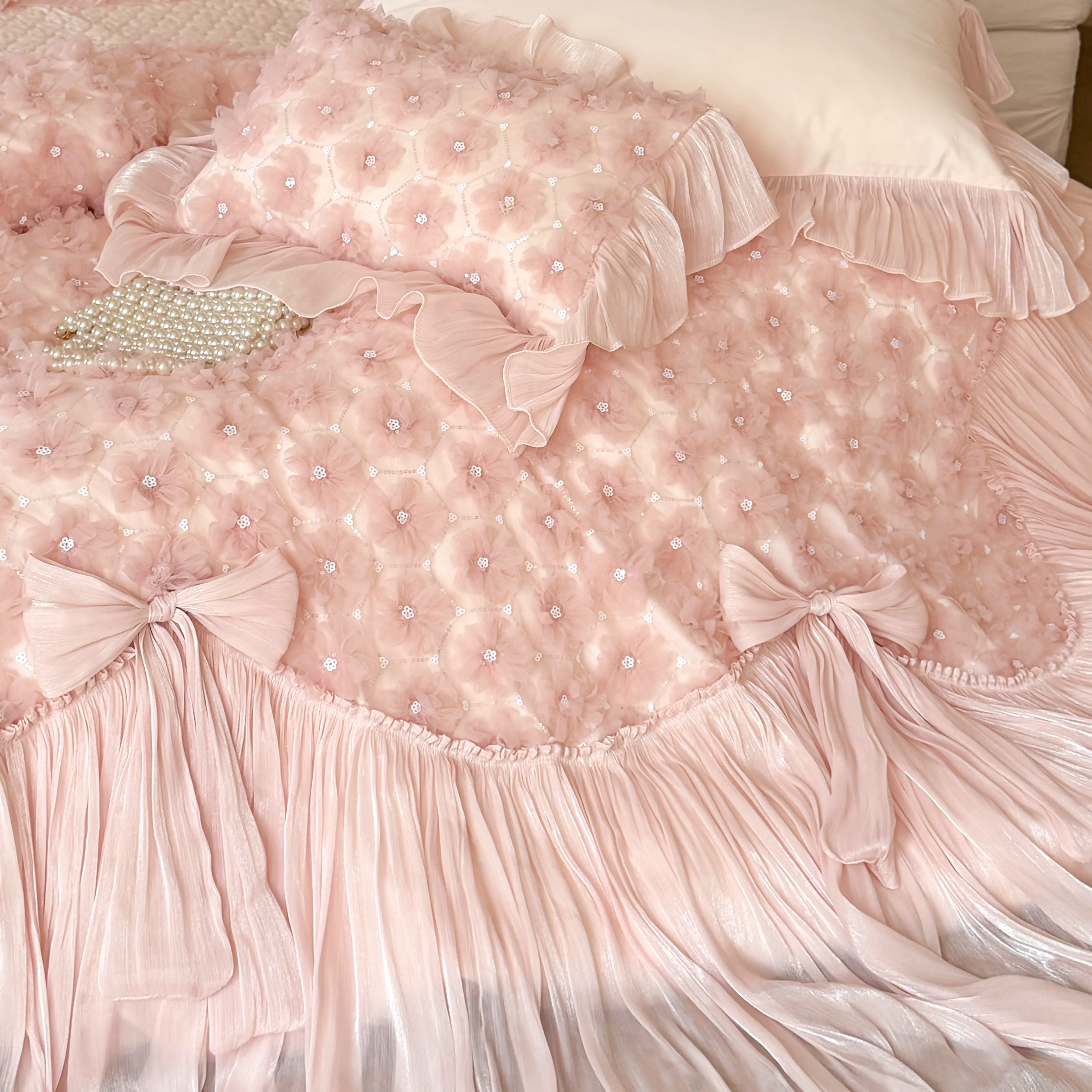 Romantic Princess Style 3D Rose Floral 100S Long-Staple Cotton Bedding Set14 Romantic Princess Style 3D Rose Floral 100S Long Staple Cotton Bedding Set14