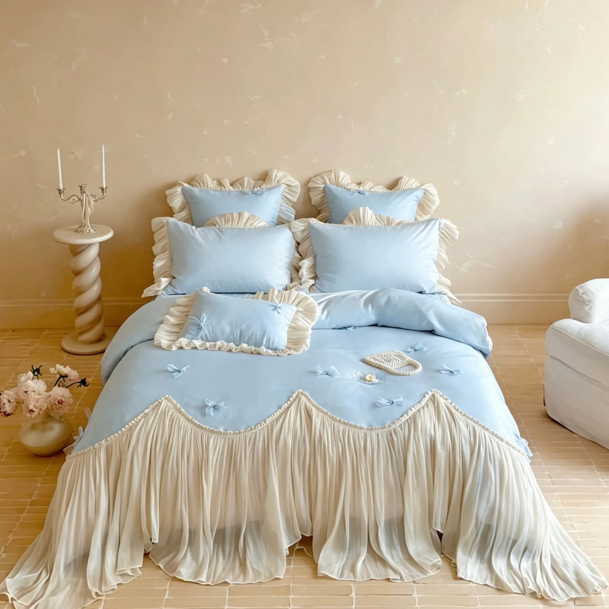 Soft Romantic Princess 100 Cotton Ruffle Duvet Cover Bedding Set01