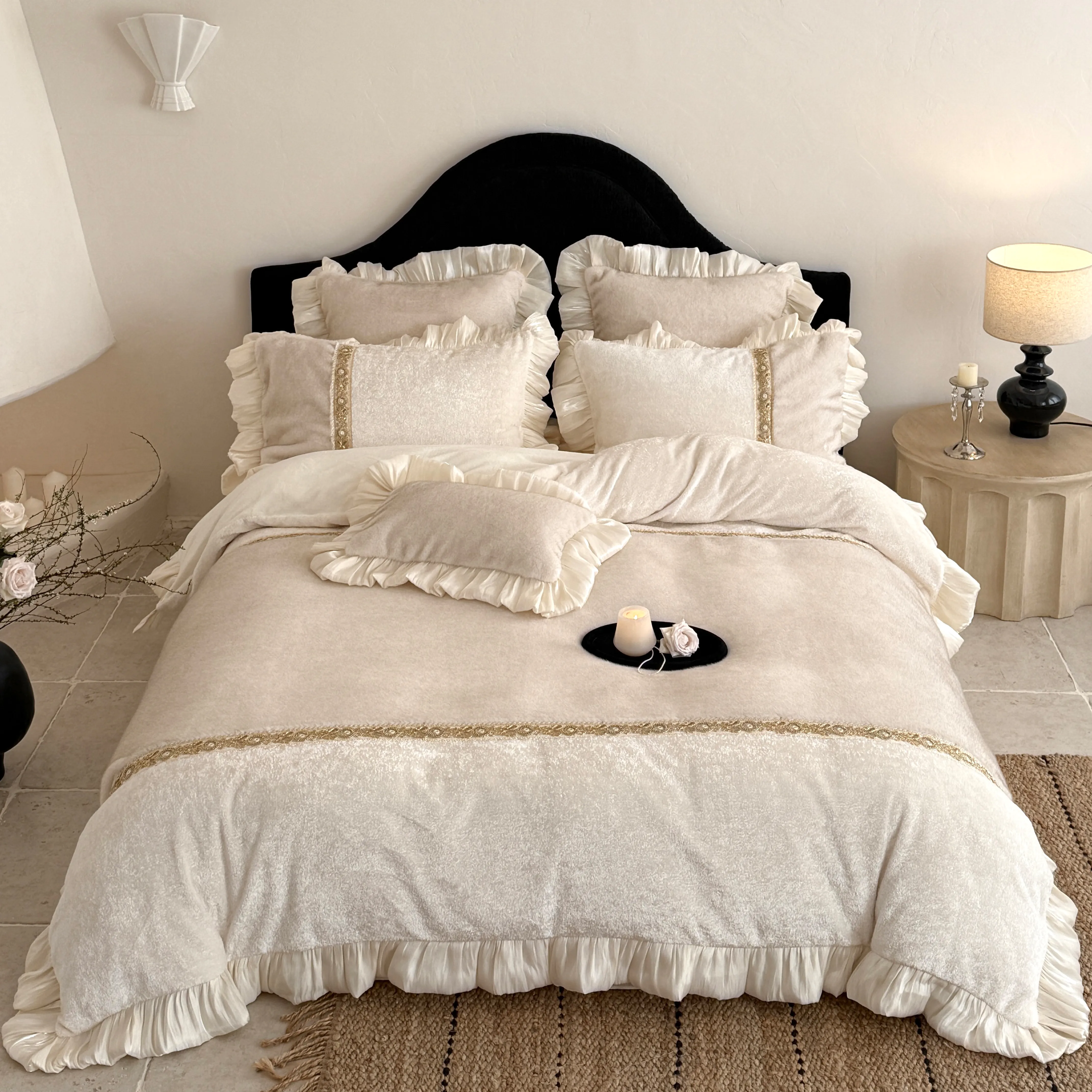 Soft Touch Princess Minky 260g Full Matte Milk Velvet Plush Duvet Cover Set01