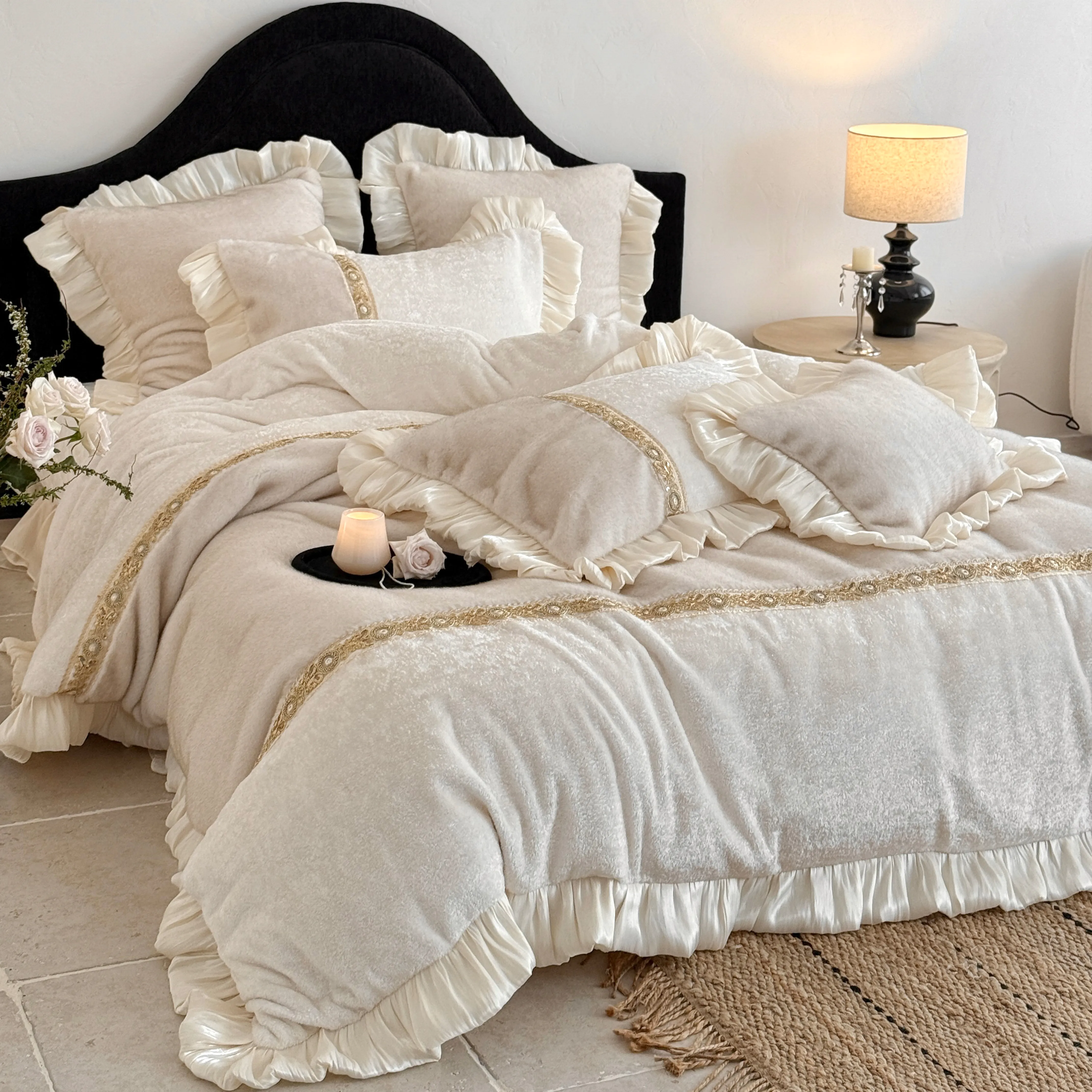 Soft Touch Princess Minky 260g Full Matte Milk Velvet Plush Duvet Cover Set02