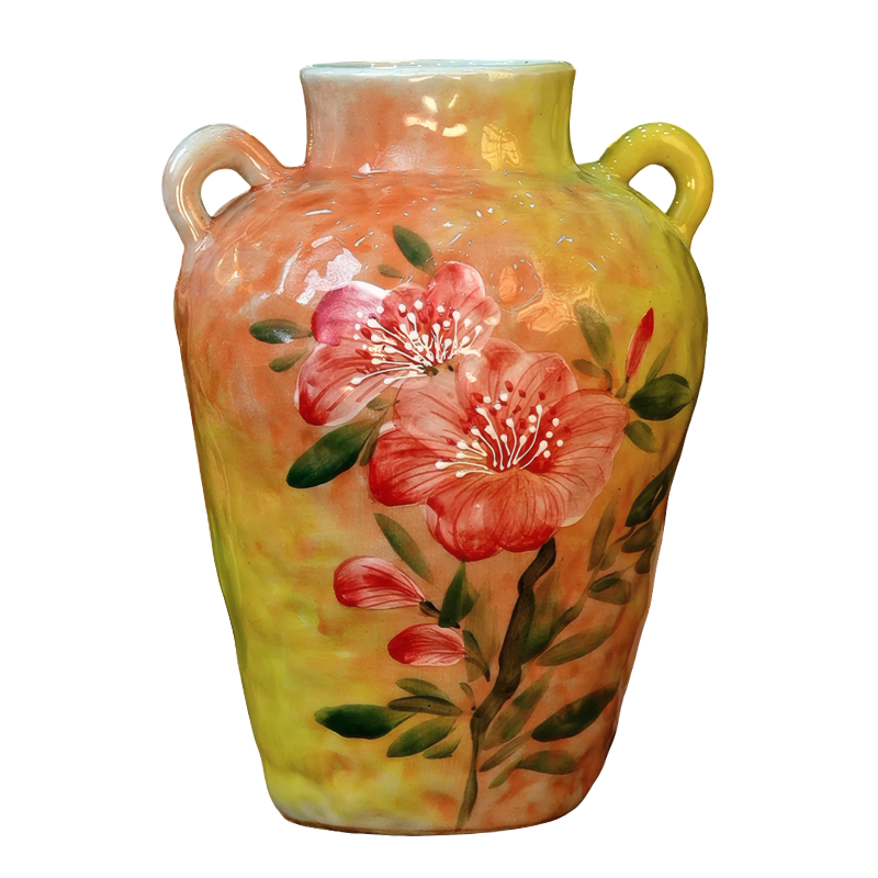Underglaze Oli Painting Freesia Flower Hydroponic Holder Small Table Vase