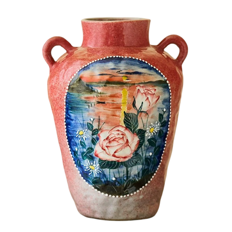 Vintage Jingdezhen Handmade Flower Arrangement Underglaze Vase