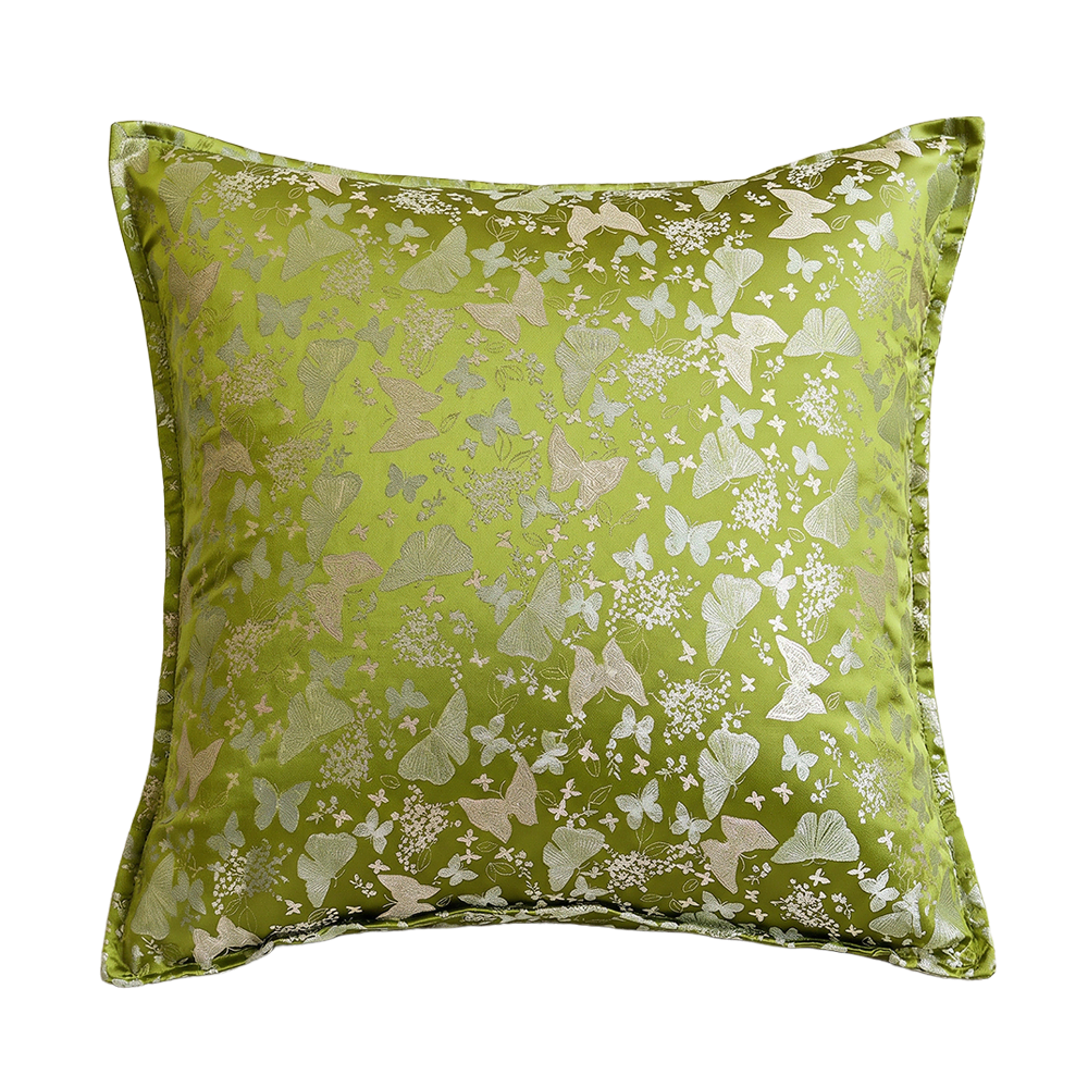 Luxury Silky Jacquard Floral Butterfly Brocade Sofa Throw Pillow Cover