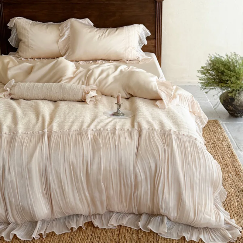 Soft Ivory Vintage French 50s Dual Ply Long Staple Cotton Duvet Cover Set02
