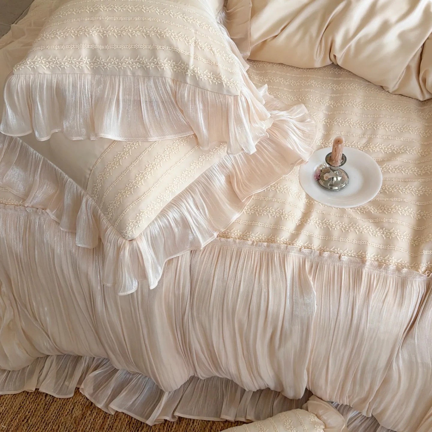 Soft Ivory Vintage French 50s Dual-Ply Long Staple Cotton Duvet Cover Set04 Soft Ivory Vintage French 50s Dual Ply Long Staple Cotton Duvet Cover Set04