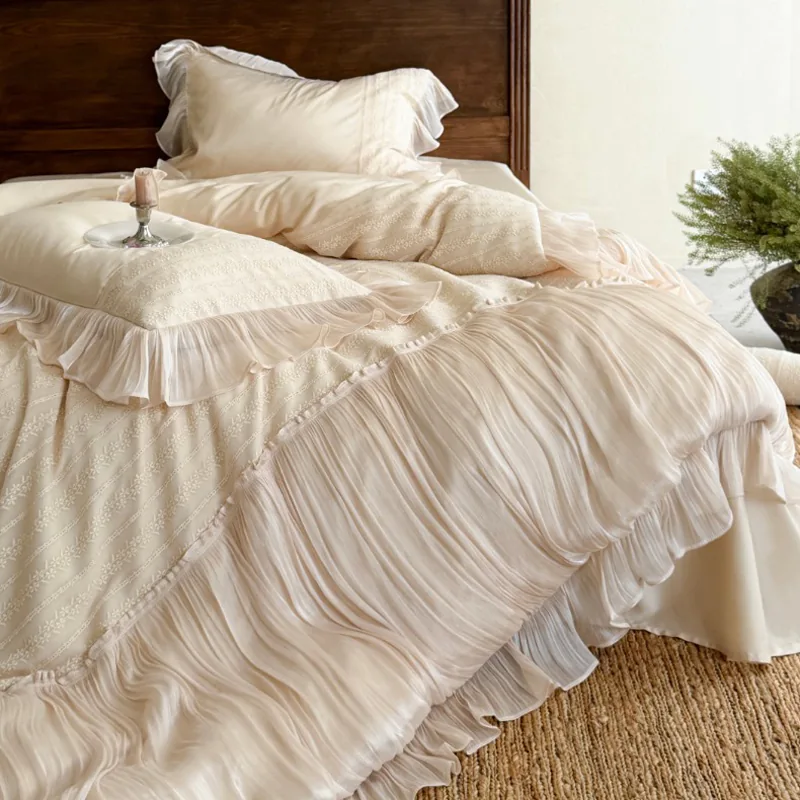 Soft Ivory Vintage French 50s Dual-Ply Long Staple Cotton Duvet Cover Set05 Soft Ivory Vintage French 50s Dual Ply Long Staple Cotton Duvet Cover Set05