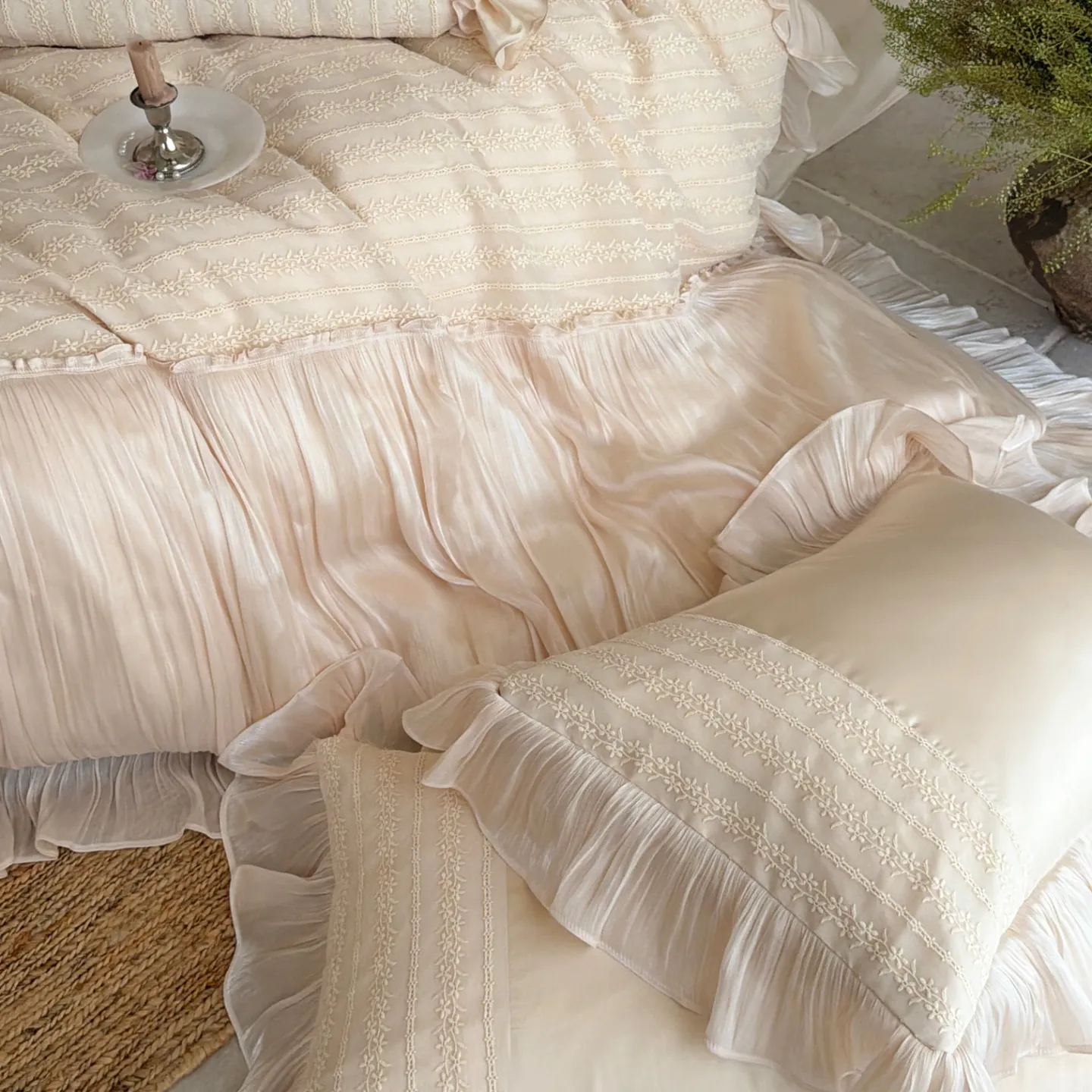 Soft Ivory Vintage French 50s Dual-Ply Long Staple Cotton Duvet Cover Set06 Soft Ivory Vintage French 50s Dual Ply Long Staple Cotton Duvet Cover Set06