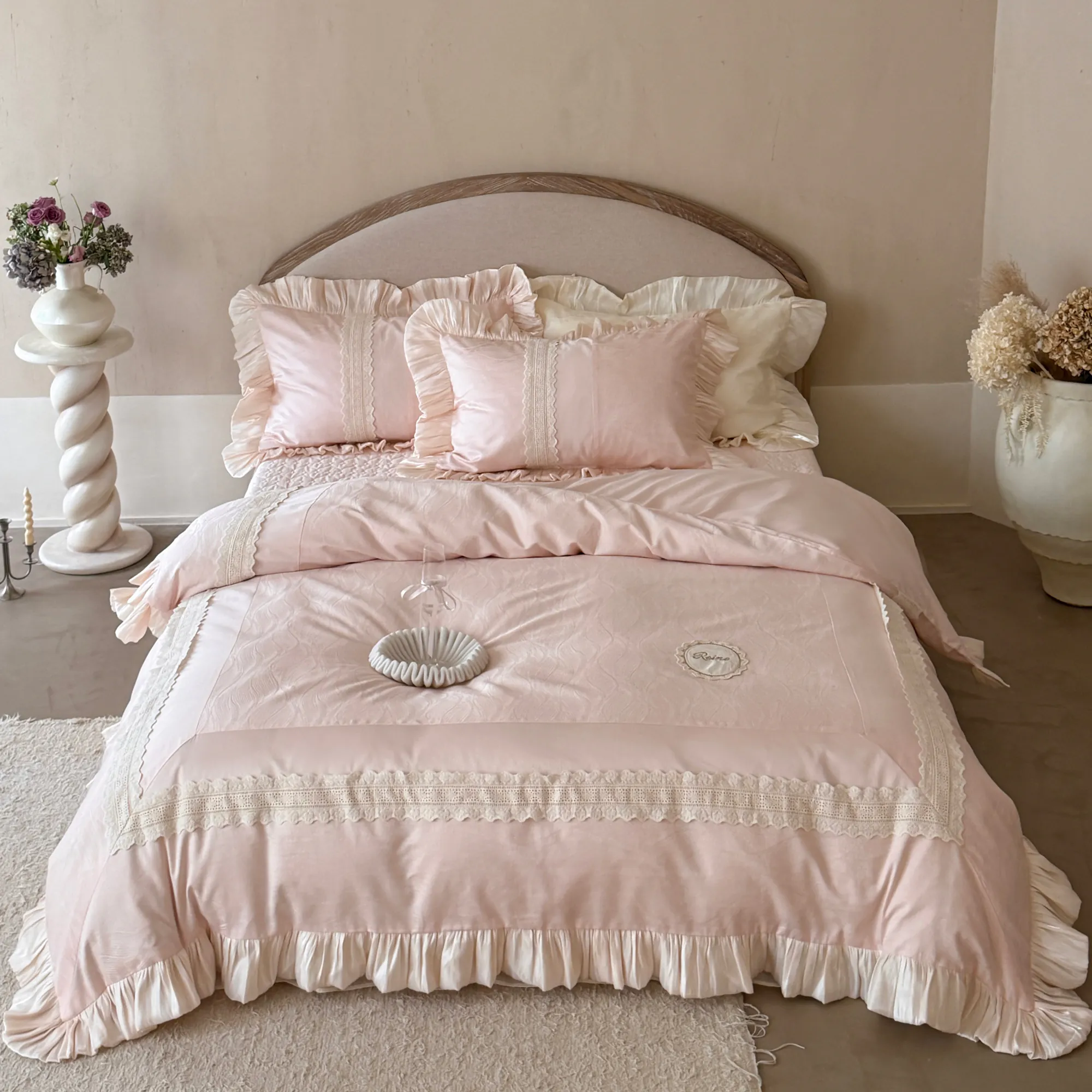 Thick Weave 100S Long Staple Cotton Jacquard Floral Bedding 4 Pcs Set