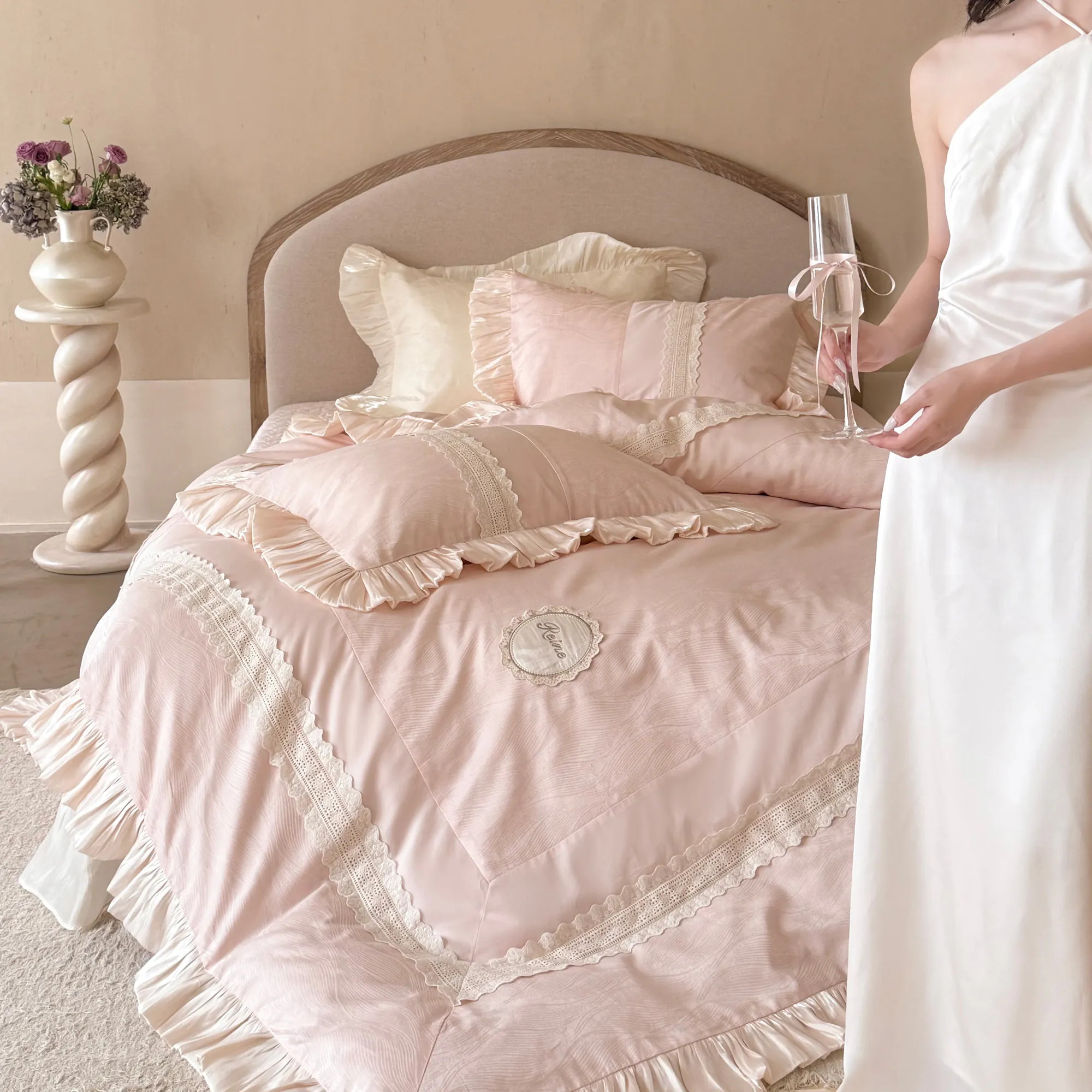 Thick Weave 100S Long Staple Cotton Jacquard Floral Bedding 4 Pcs Set04