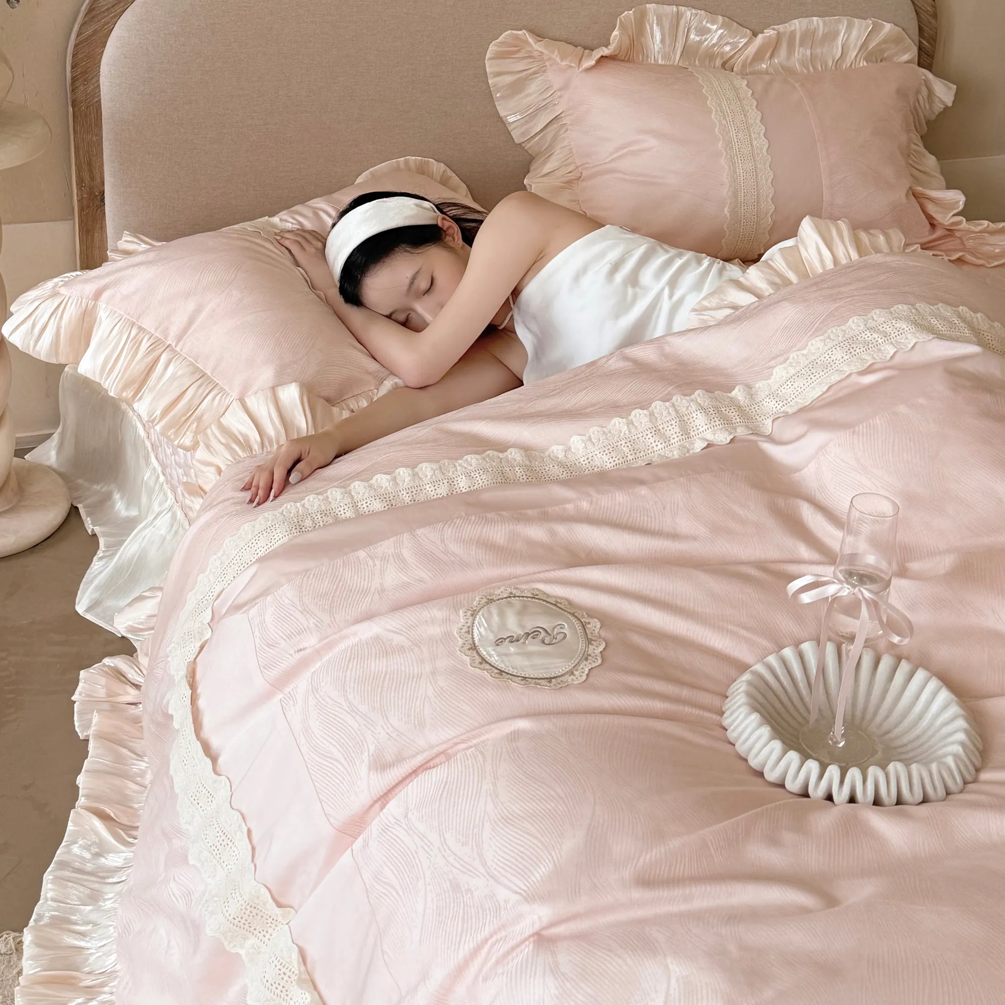 Thick Weave 100S Long Staple Cotton Jacquard Floral Bedding 4 Pcs Set08
