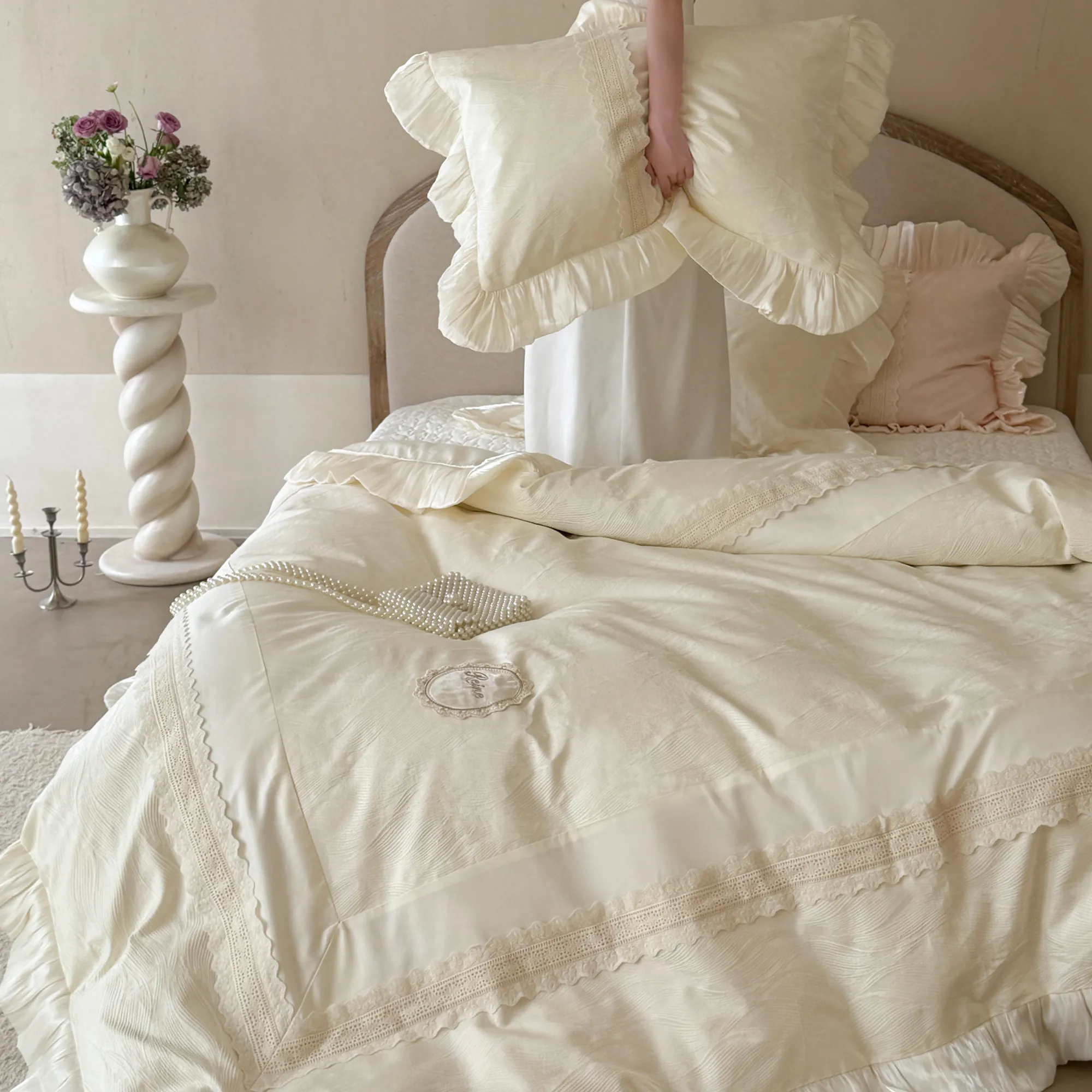 Thick Weave 100S Long Staple Cotton Jacquard Floral Bedding 4 Pcs Set14