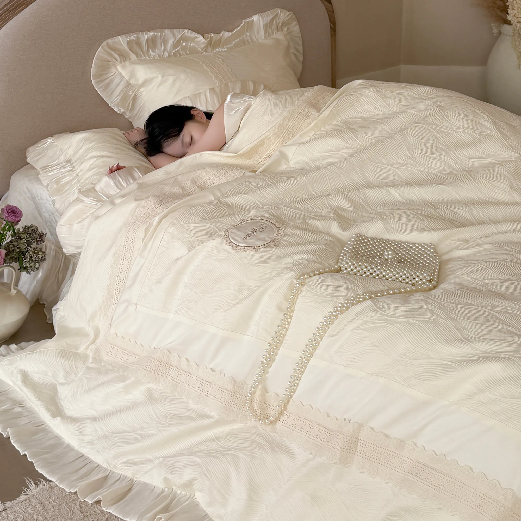 Thick Weave 100S Long Staple Cotton Jacquard Floral Bedding 4 Pcs Set17
