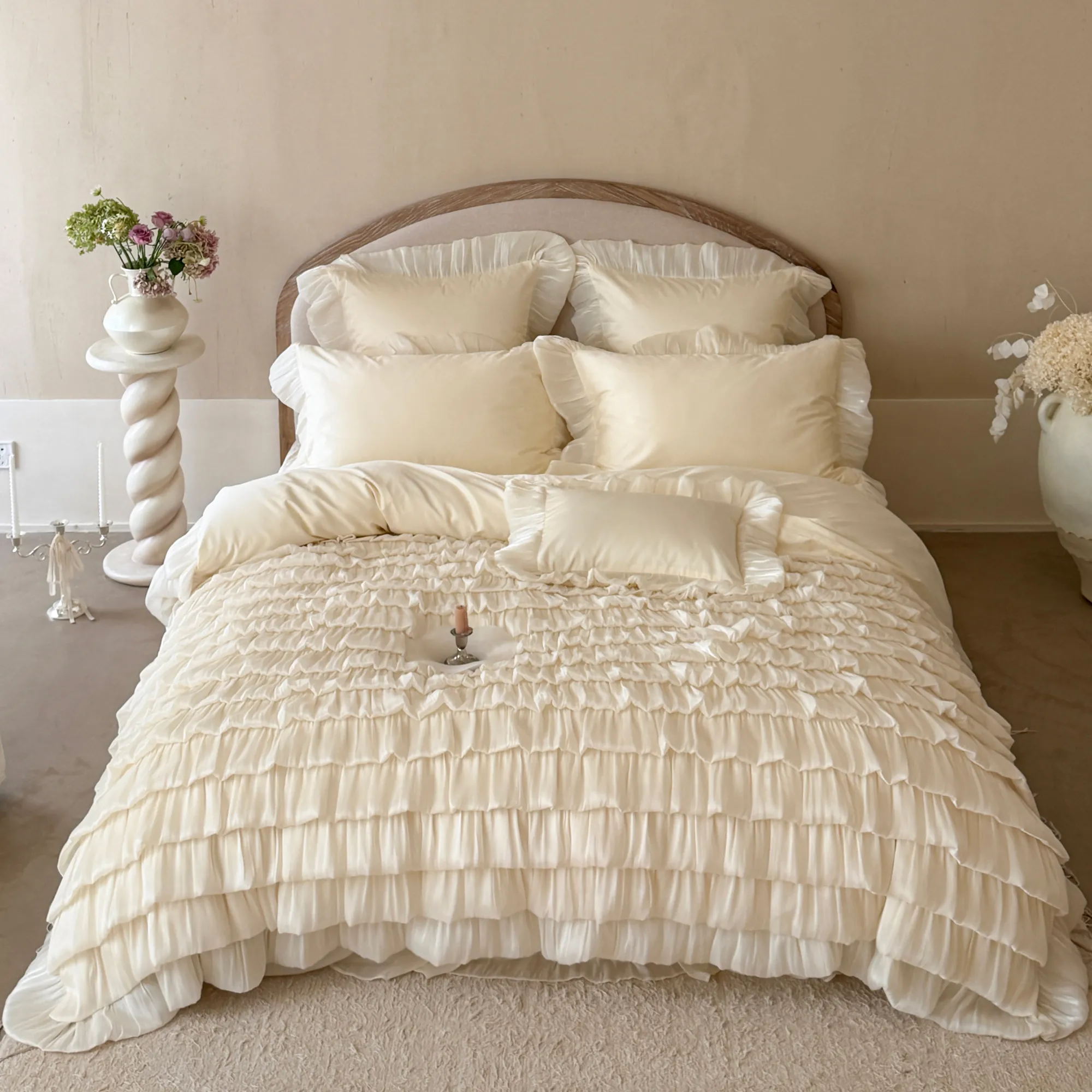 Ultra Soft Haute Couture 100s Long-Staple Cotton Layered Ruffle Bedding Set