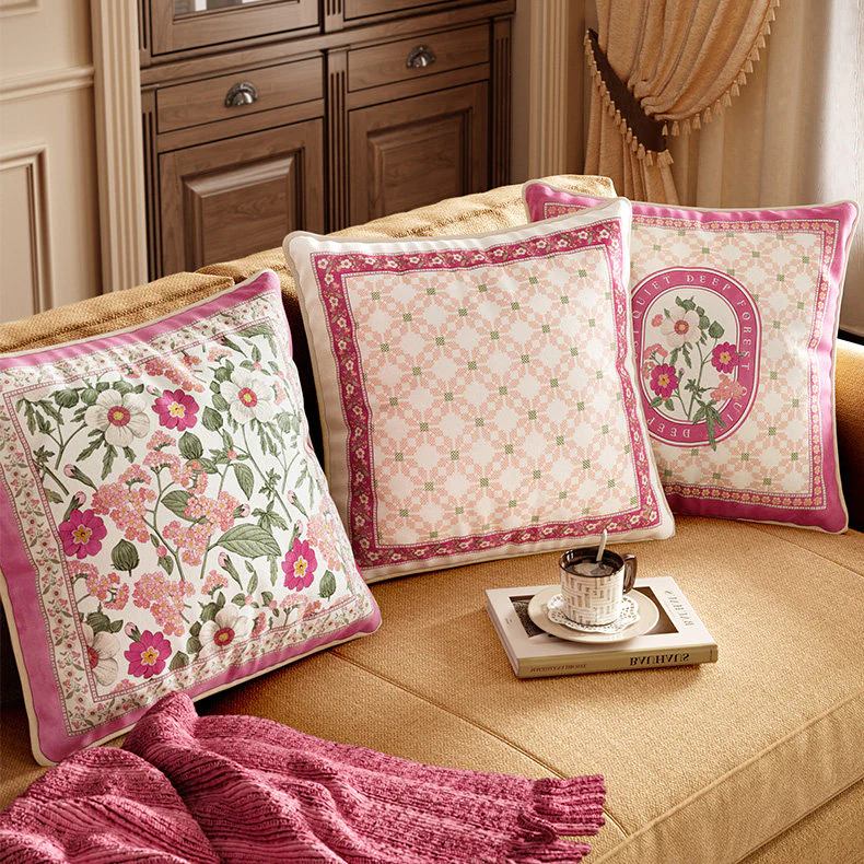 Vintage Botanical Floral Digital Print Soft Velvet Plush Throw Pillow Cover03