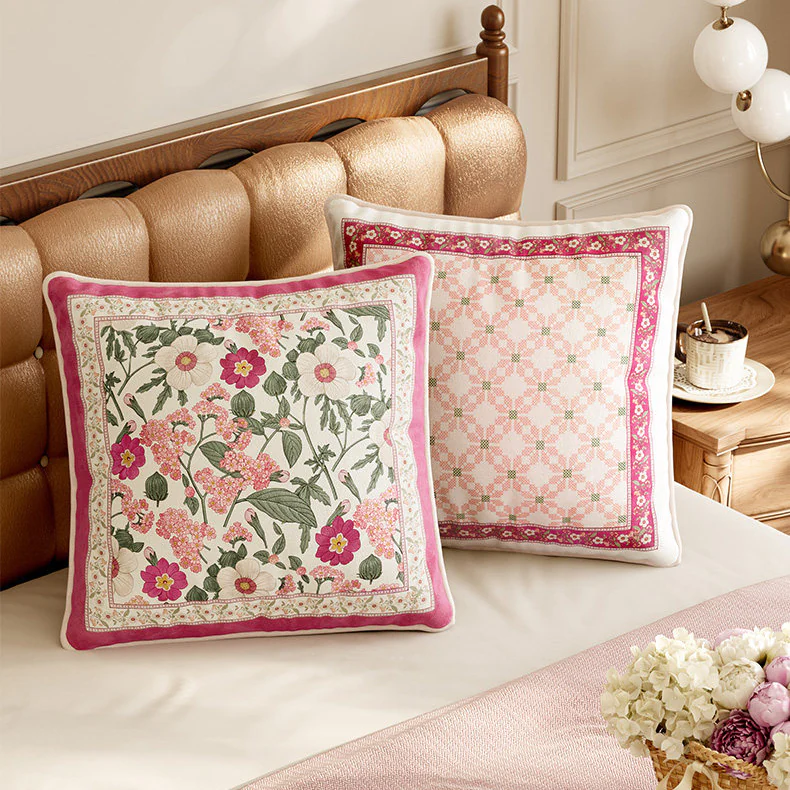 Vintage Botanical Floral Digital Print Soft Velvet Plush Throw Pillow Cover05