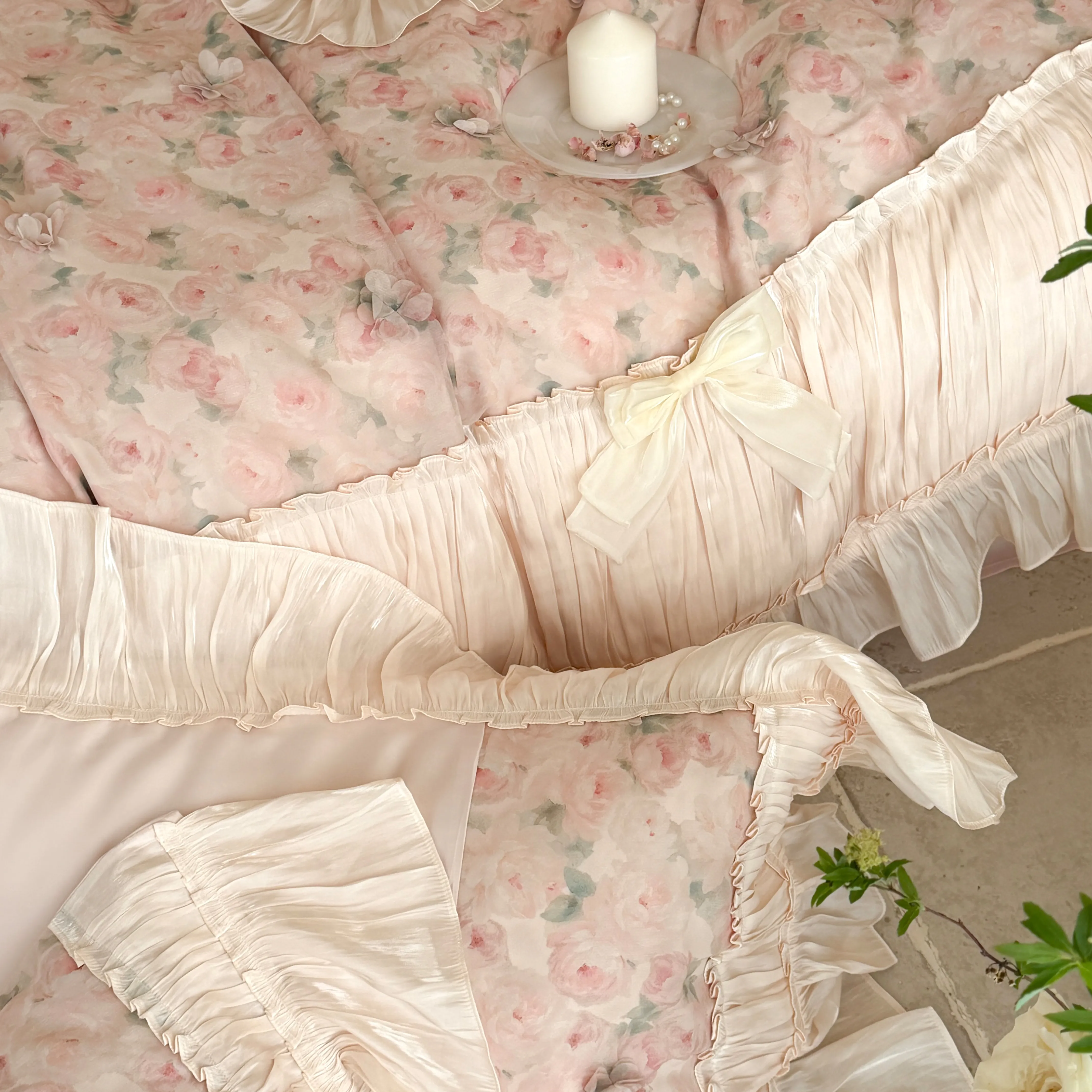 Vintage Cottagecore Princess Floral Print 100S Pure Cotton 4-Piece Bedding Set05 Vintage Cottagecore Princess Floral Print 100S Pure Cotton 4 Piece Bedding Set05