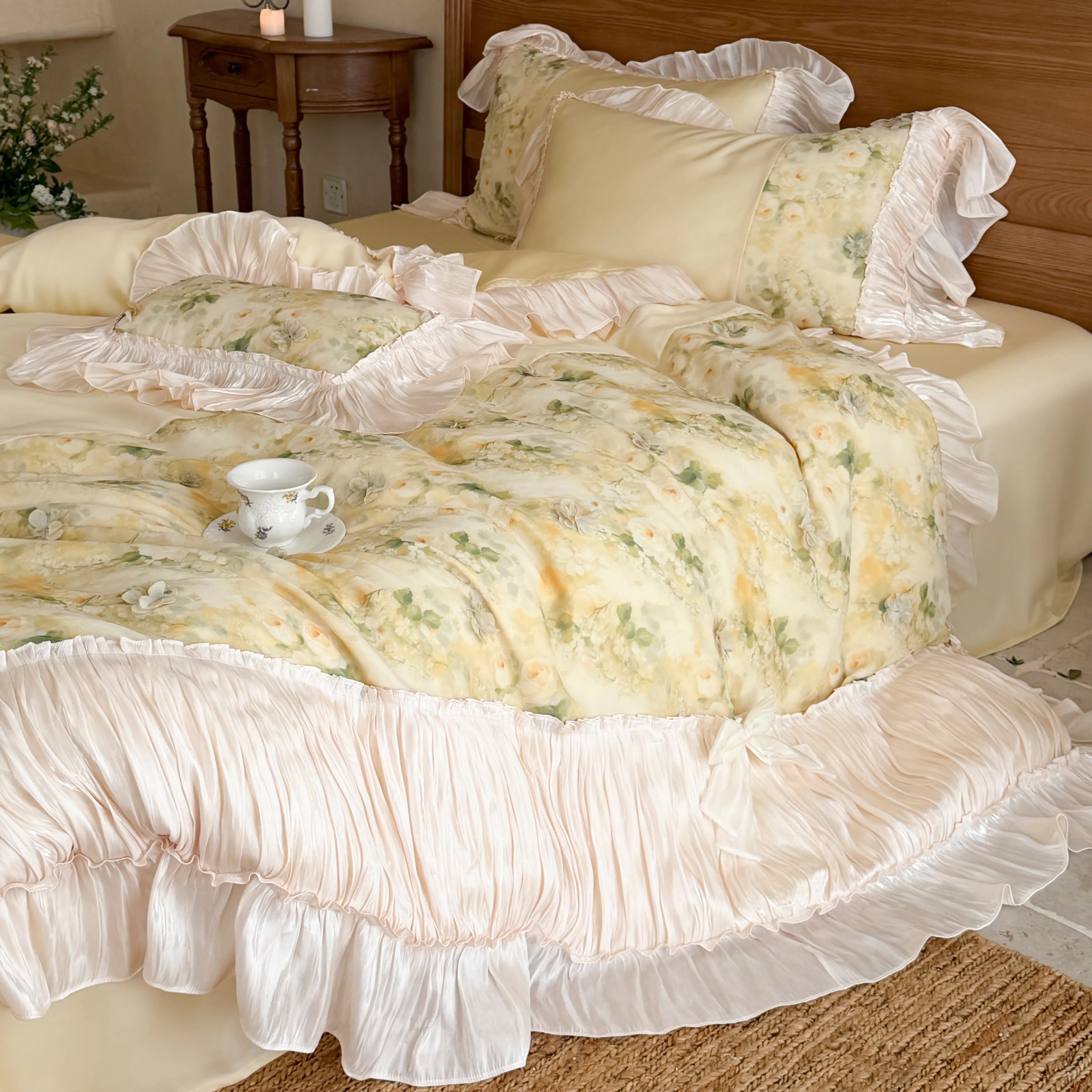Vintage Cottagecore Princess Floral Print 100S Pure Cotton 4-Piece Bedding Set12 Vintage Cottagecore Princess Floral Print 100S Pure Cotton 4 Piece Bedding Set12