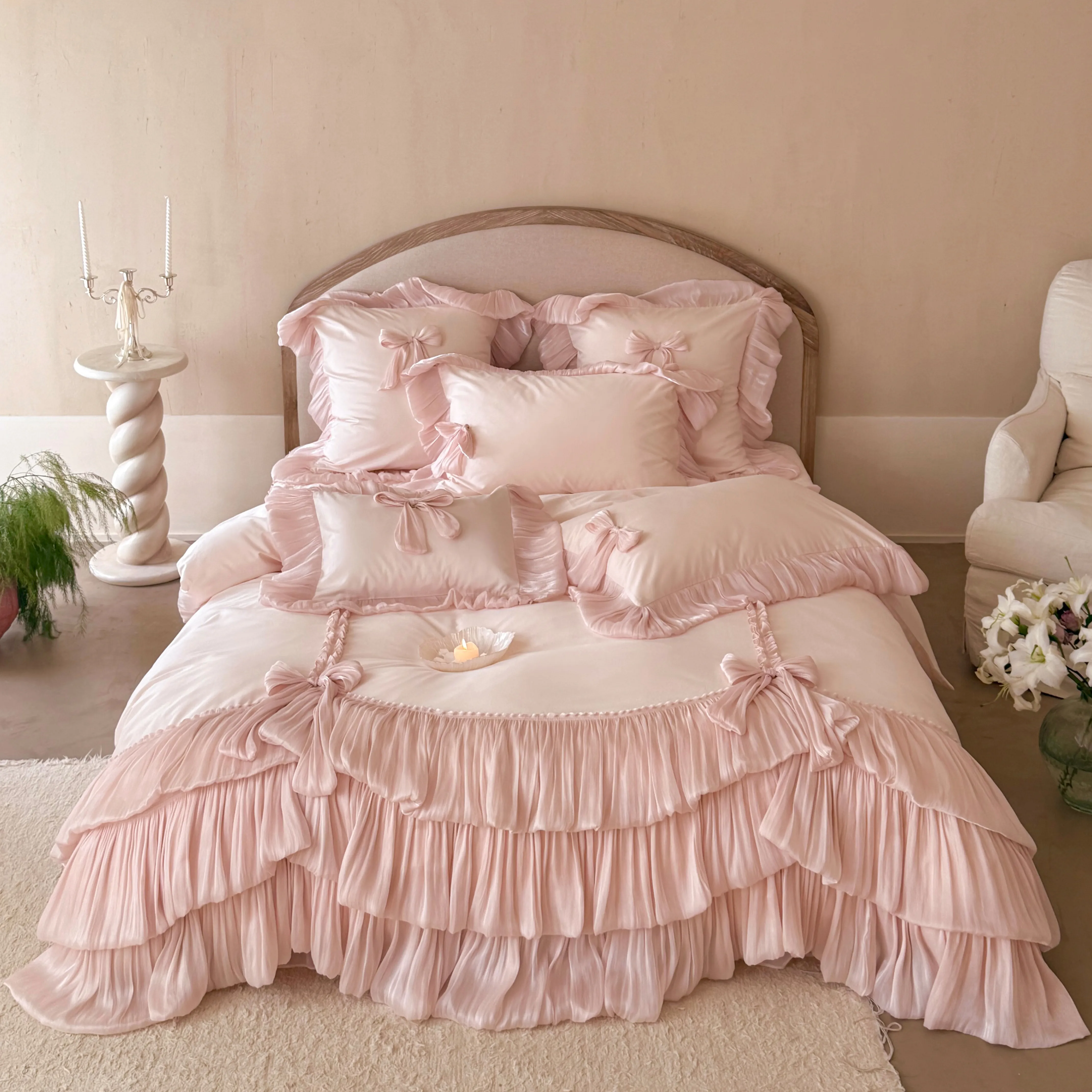 Whimsical Princess Soft Multi Tier Pleated Ruffle 100 Cotton Bedding Set01